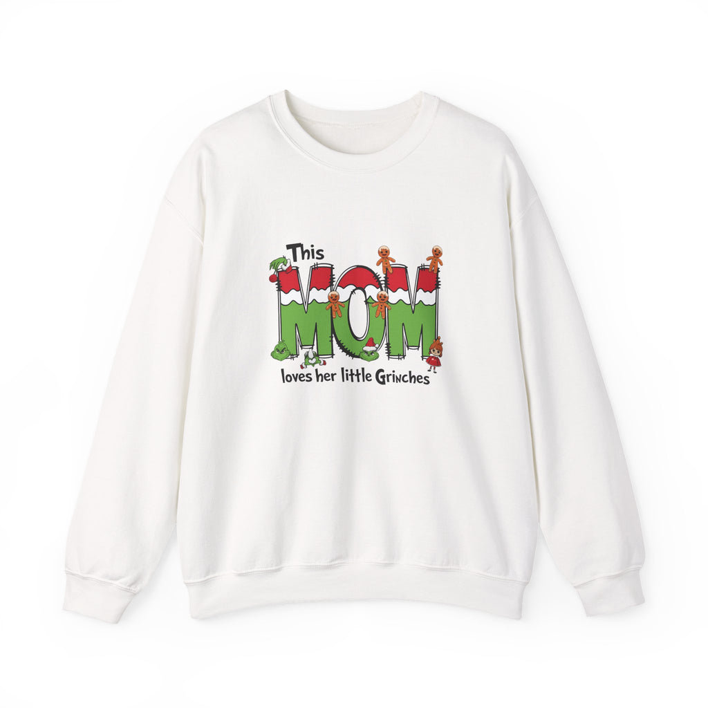 Mom Christmas Sweatshirt — "This Mom Loves Her Little Grinches" Holiday Crewneck