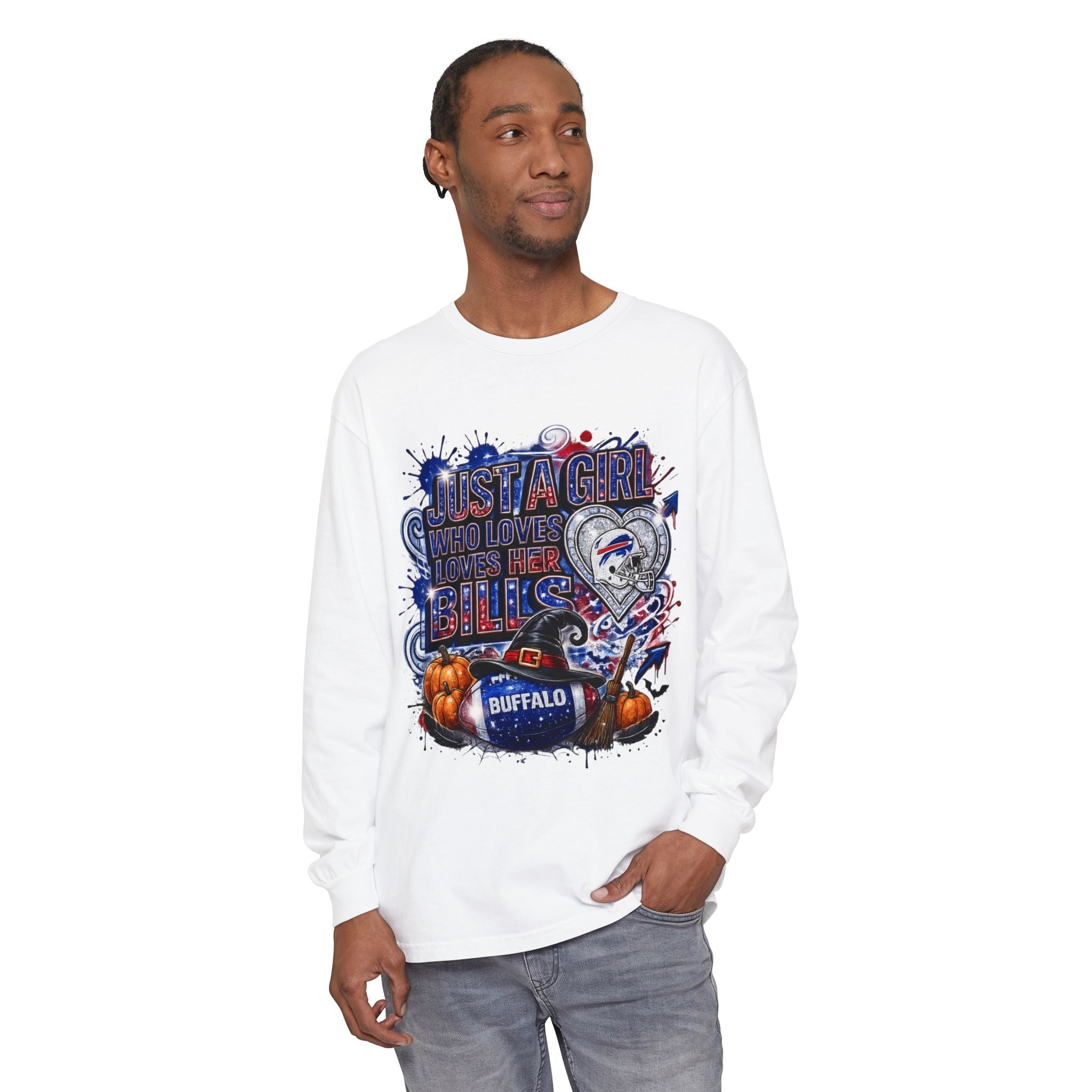 Long Sleeve T-Shirt — "Just a Girl Who Loves Her Bills" Buffalo Football Fan Tee