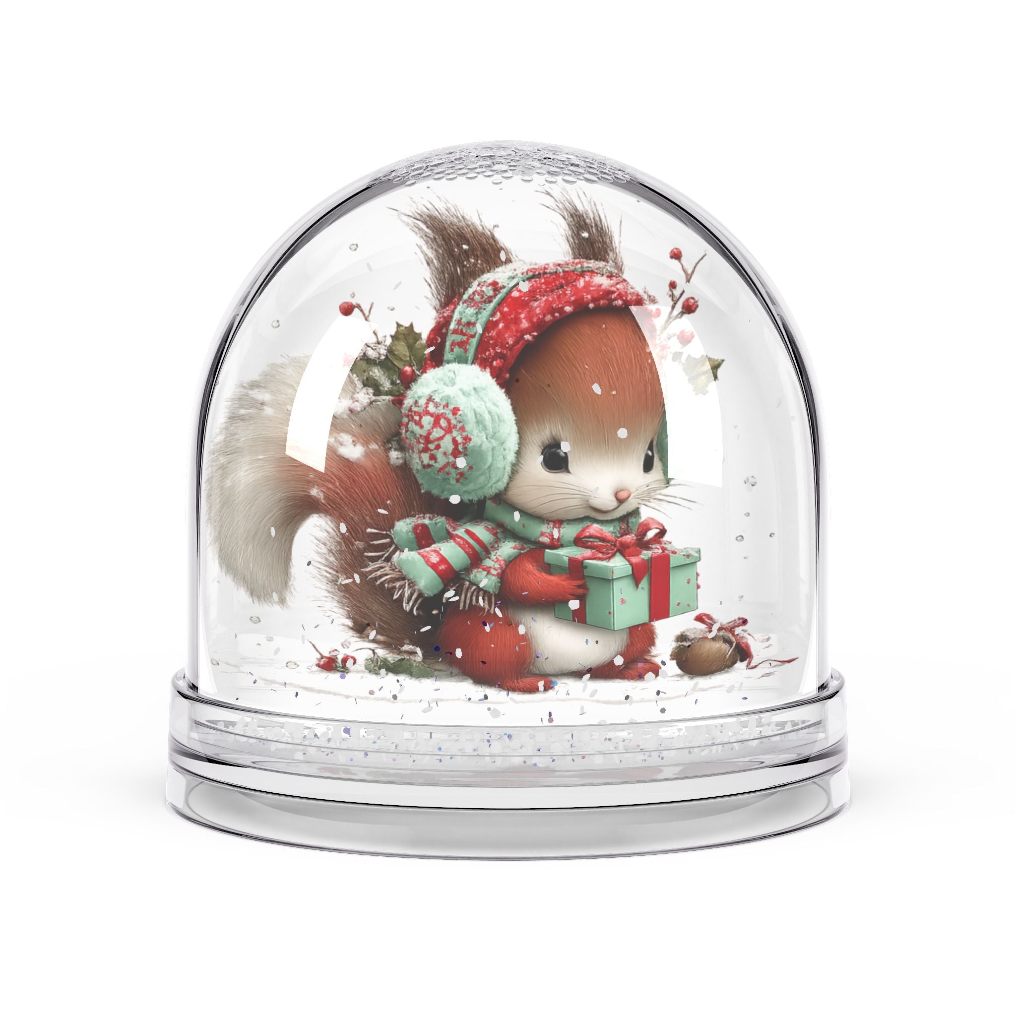 Cute Holiday Squirrel Snow Globe — Festive Gift Scene