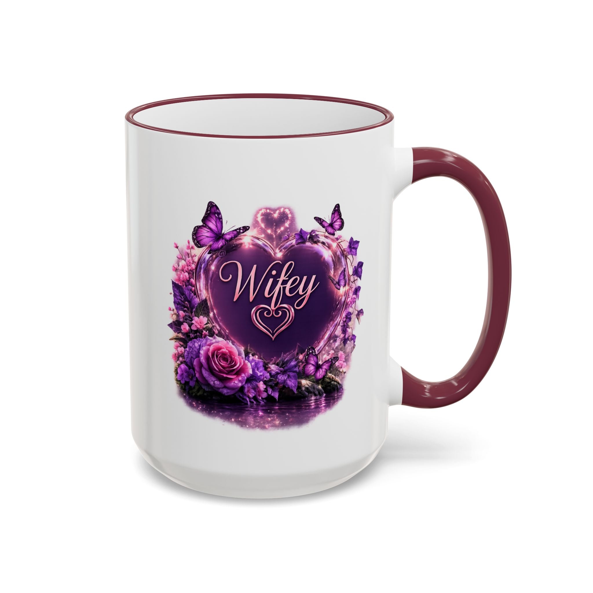 Floral Horse Accent Rim Mug — Purple Watercolor Equestrian Coffee Cup (11oz/15oz)