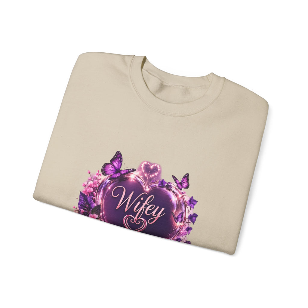 Wifey Floral Heart Crewneck Sweatshirt — Purple Rose Valentine Pullover