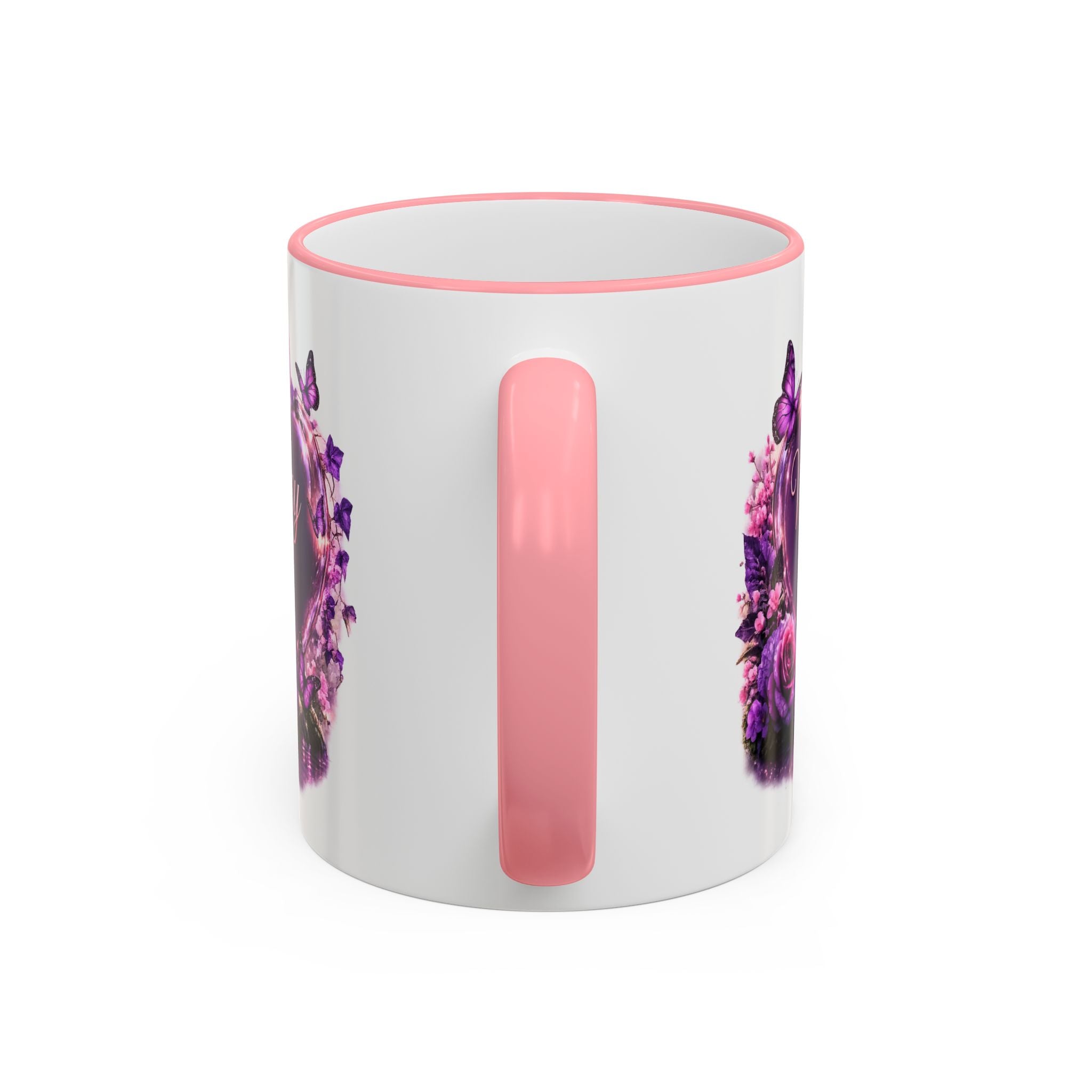 Floral Horse Accent Rim Mug — Purple Watercolor Equestrian Coffee Cup (11oz/15oz)