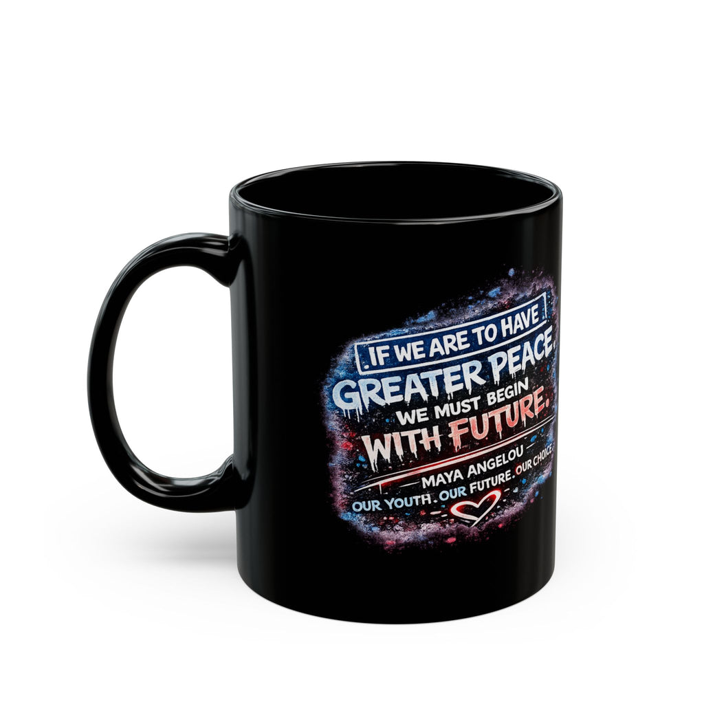 Inspirational Peace Quote Black Ceramic Mug (11oz/15oz)