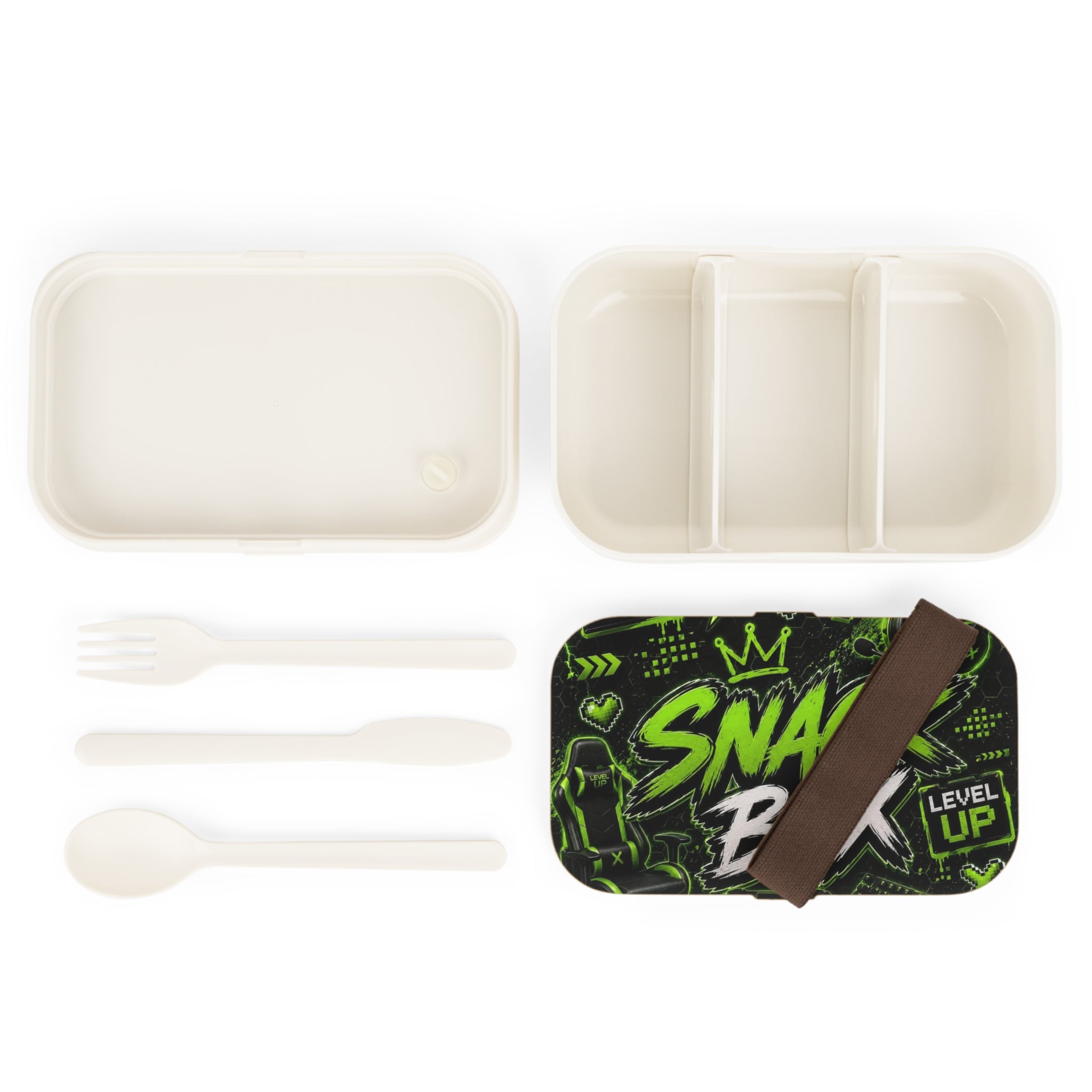 Gaming Snack Box Bento Lunch Box — 'Snack Box Level Up' Neon Green