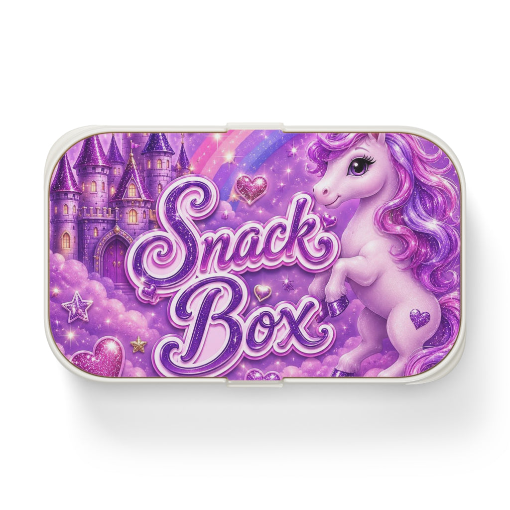 Unicorn Snack Box Bento Lunch Box — Purple Magical Castle Kids Lunchbox