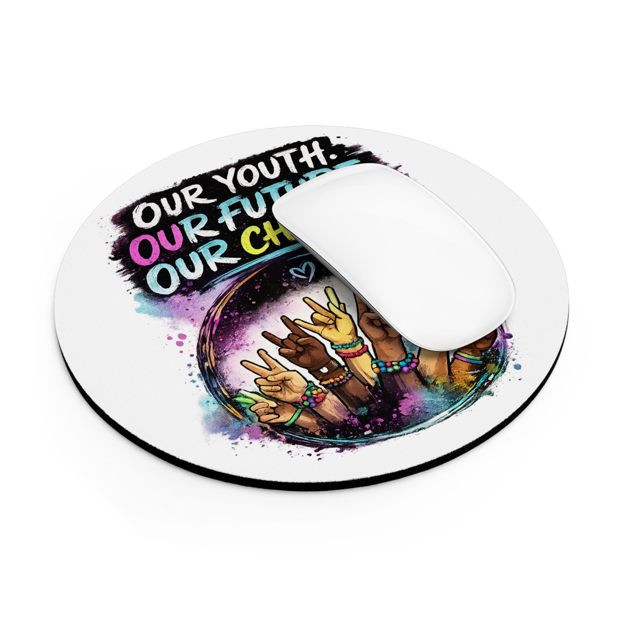 Mouse Pad — "Our Youth. Our Future. Our Choice." Colorful Activist Design