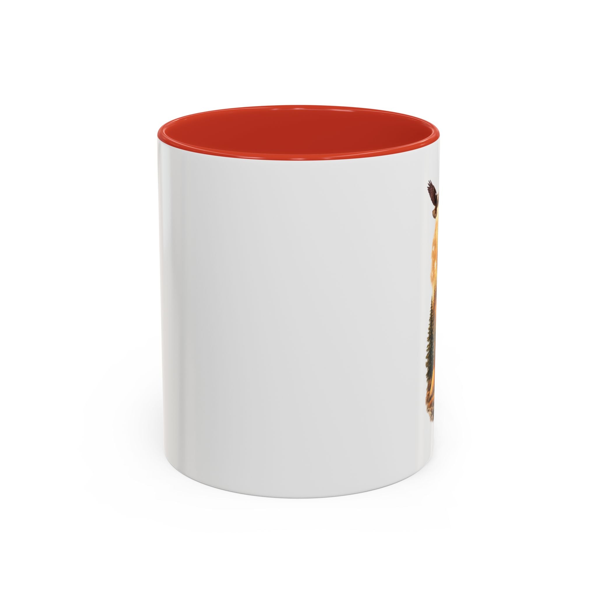 Native Spirit Accent Coffee Mug — Woman, Wolf & Teepee Scenic Artwork (11/15oz)