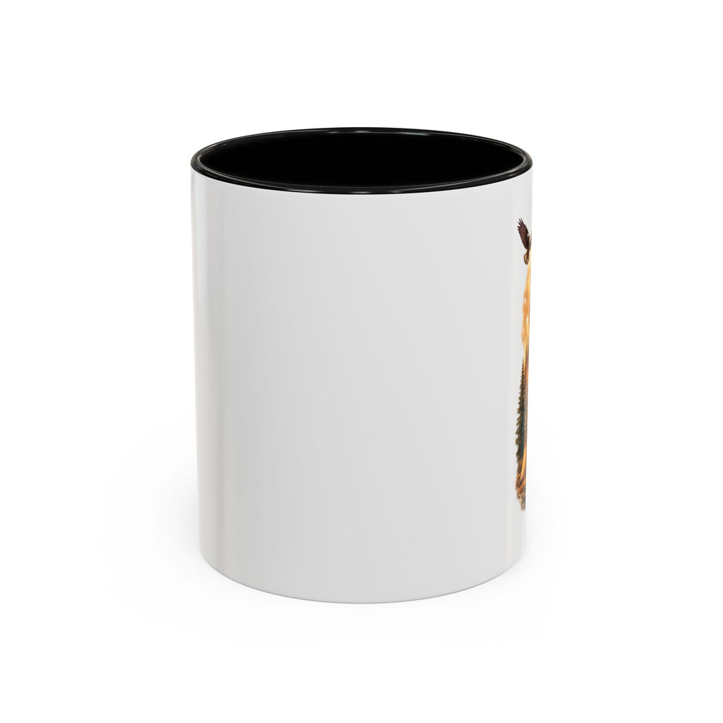 Native Spirit Accent Coffee Mug — Woman, Wolf & Teepee Scenic Artwork (11/15oz)
