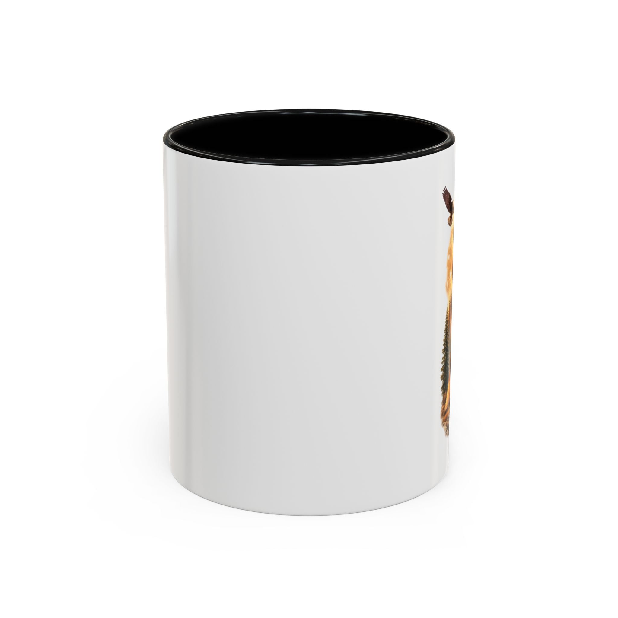 Native Spirit Accent Coffee Mug — Woman, Wolf & Teepee Scenic Artwork (11/15oz)