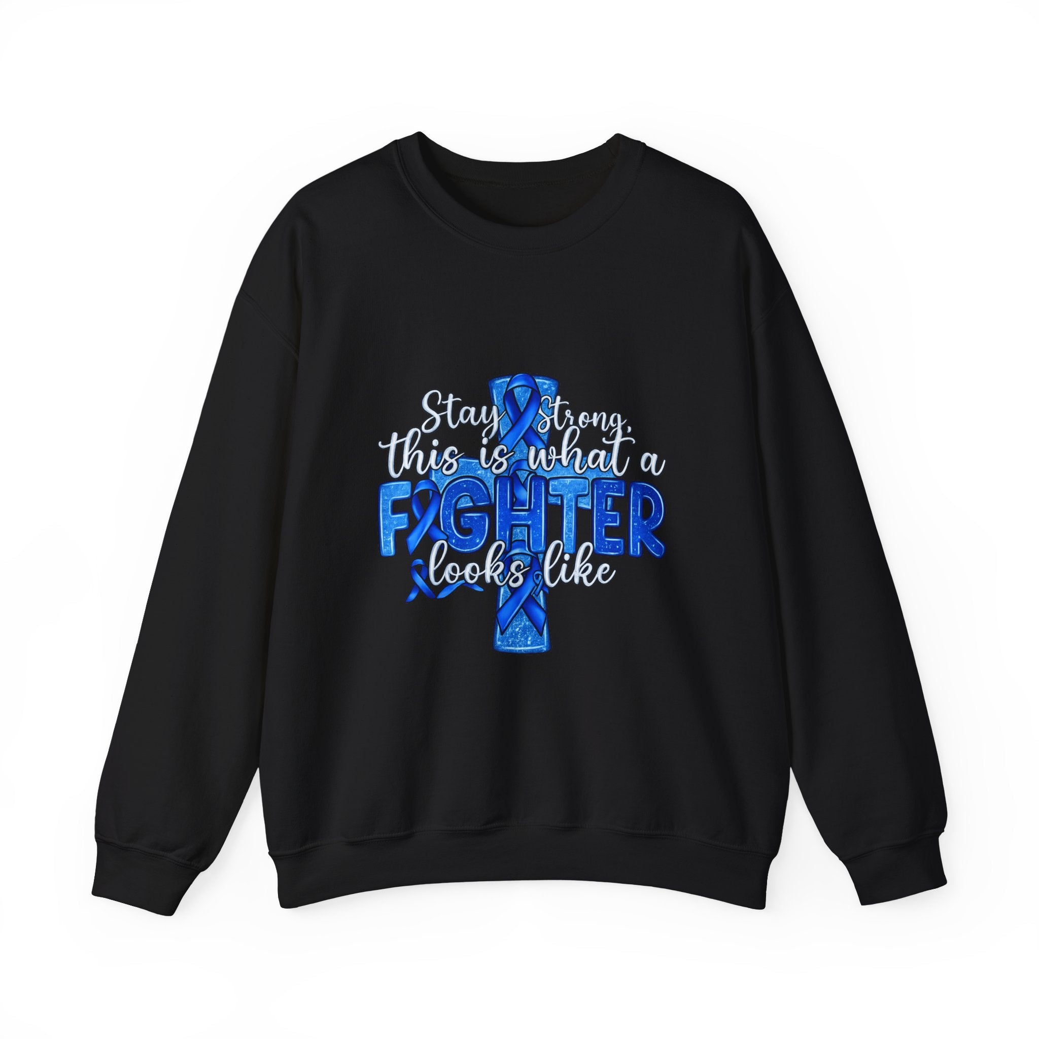 Crewneck Sweatshirt - This Is What a Fighter Looks Like (Blue Ribbon Awareness)