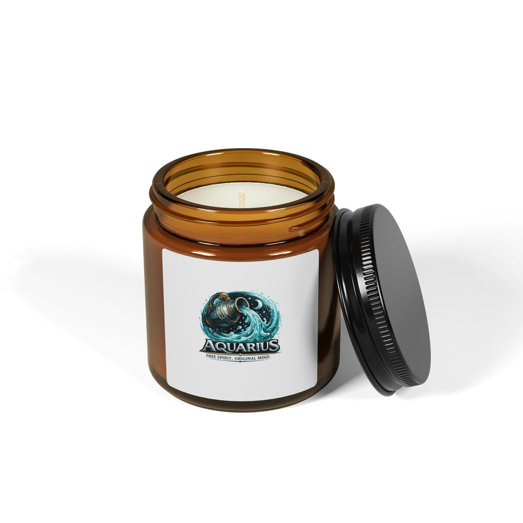 Aquarius Zodiac Soy Candle — Amber Jar Scented Candle