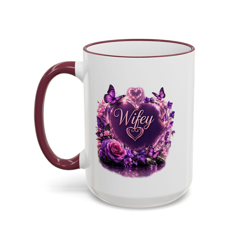 Floral Horse Accent Rim Mug — Purple Watercolor Equestrian Coffee Cup (11oz/15oz)