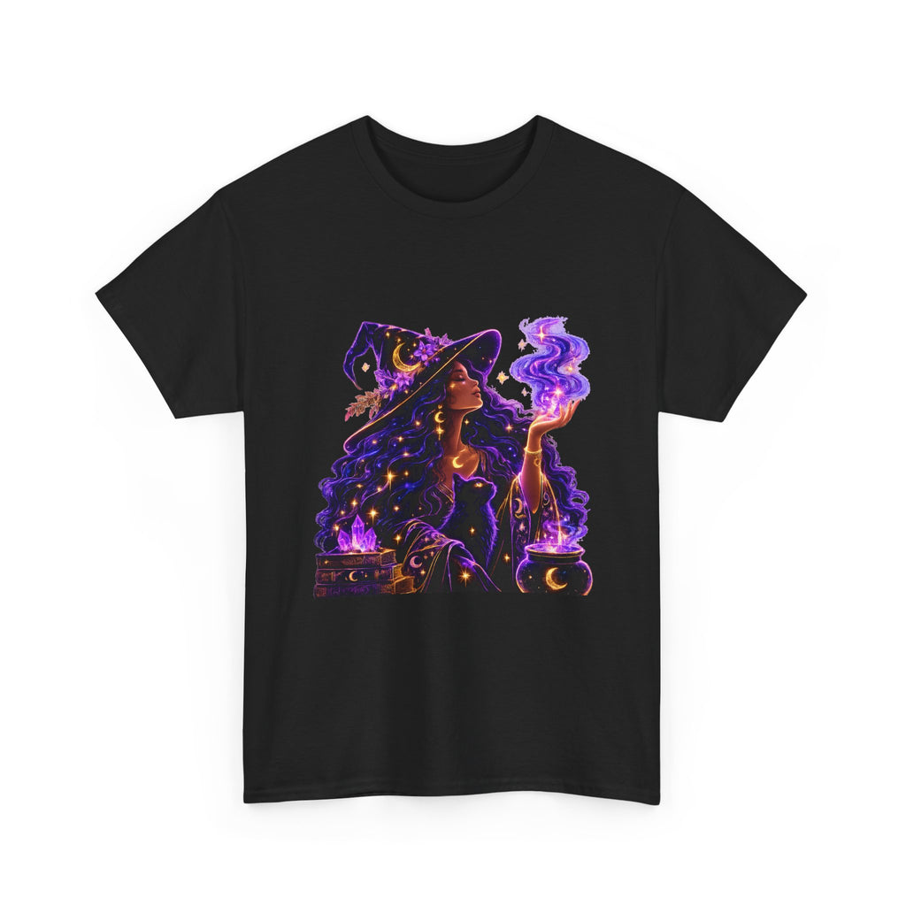 Witchy Night Tee — Mystic Woman with Potion Graphic Shirt