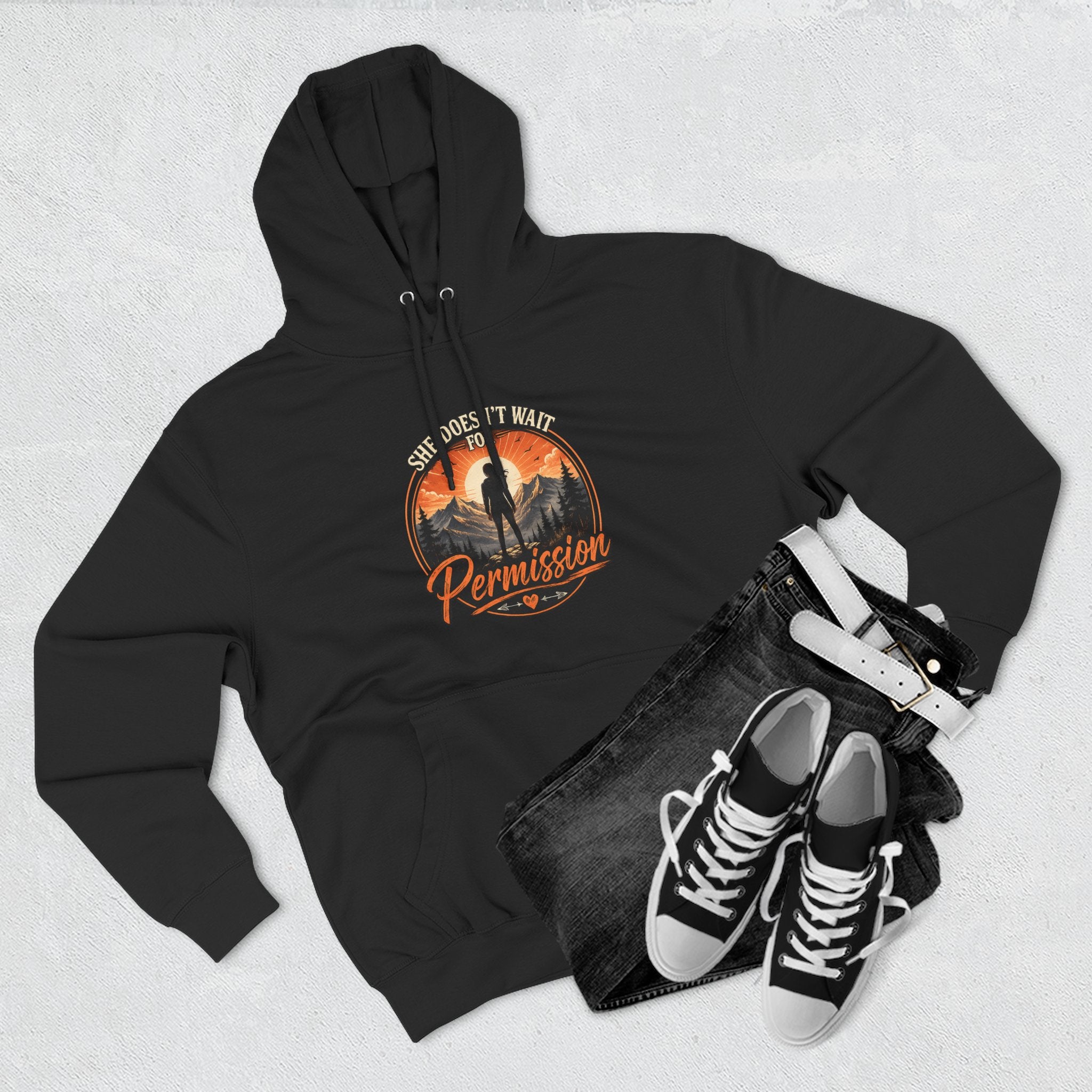 She Doesn’t Wait for Permission Hoodie — Empowering Women Graphic Pullover