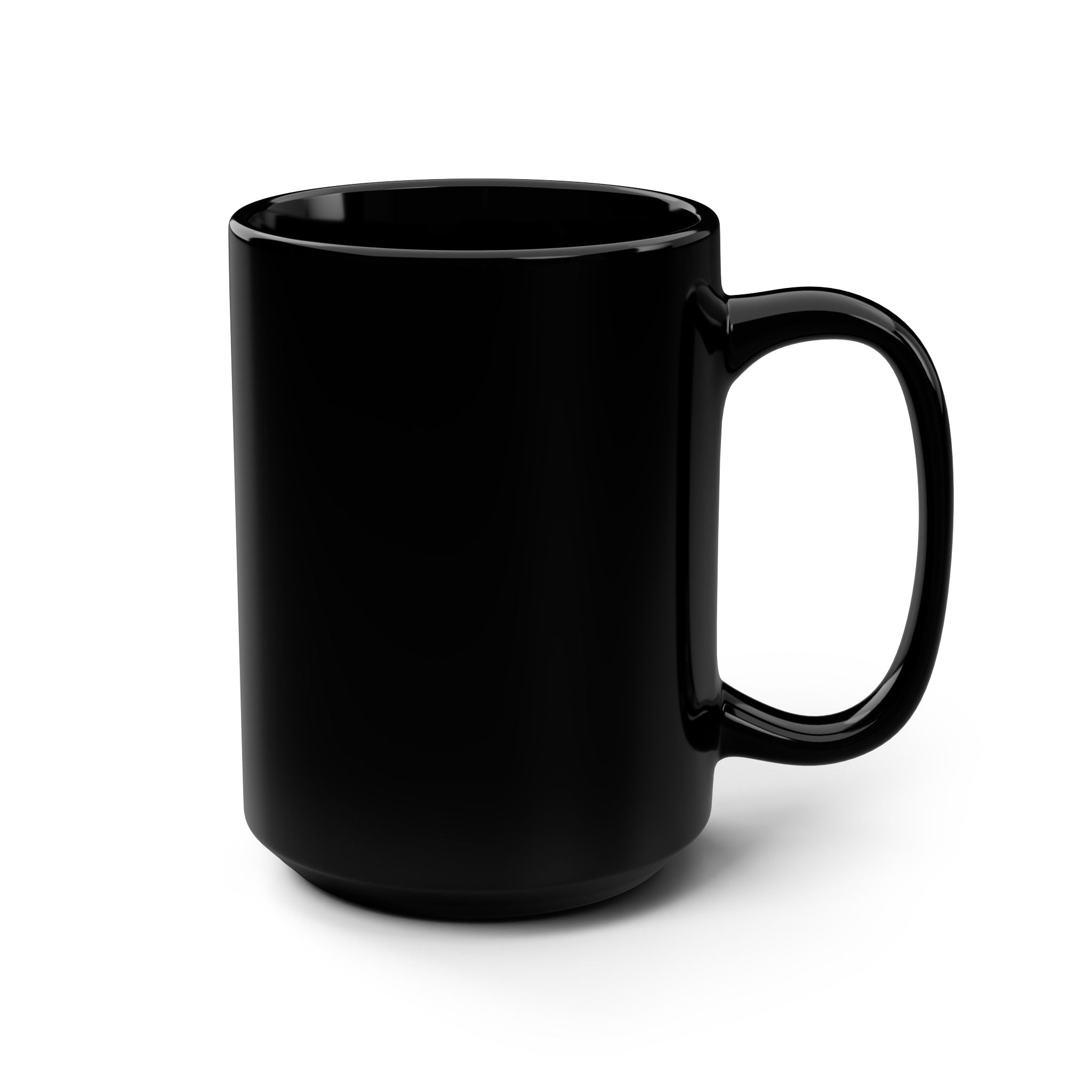 Christmas Hug 15oz Black Mug — Festive Holiday Coffee Cup with Gingerbread & Santa Hat Lettering