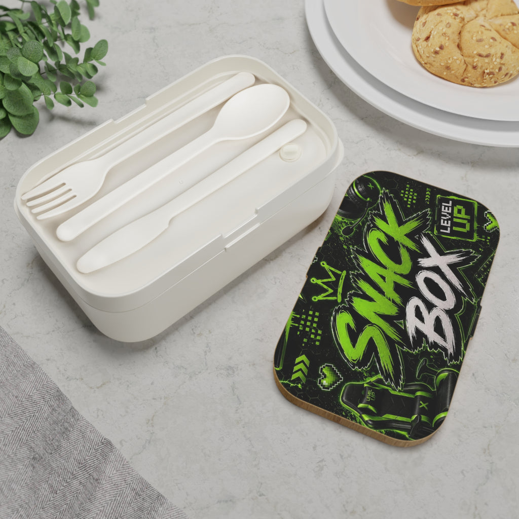 Gaming Snack Box Bento Lunch Box — 'Snack Box Level Up' Neon Green
