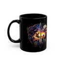 Native American Chief Art Black Coffee Mug – Tribal Landscape Graphic (11oz, 15oz)
