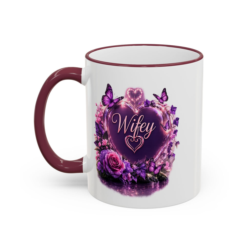 Floral Horse Accent Rim Mug — Purple Watercolor Equestrian Coffee Cup (11oz/15oz)