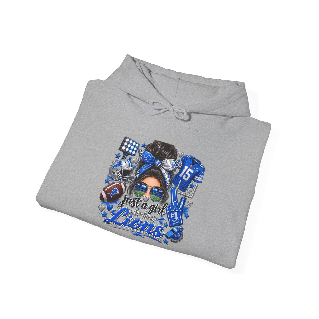Detroit Lions Mom Hoodie – "Messy Bun, Game On" Football Fan Pullover
