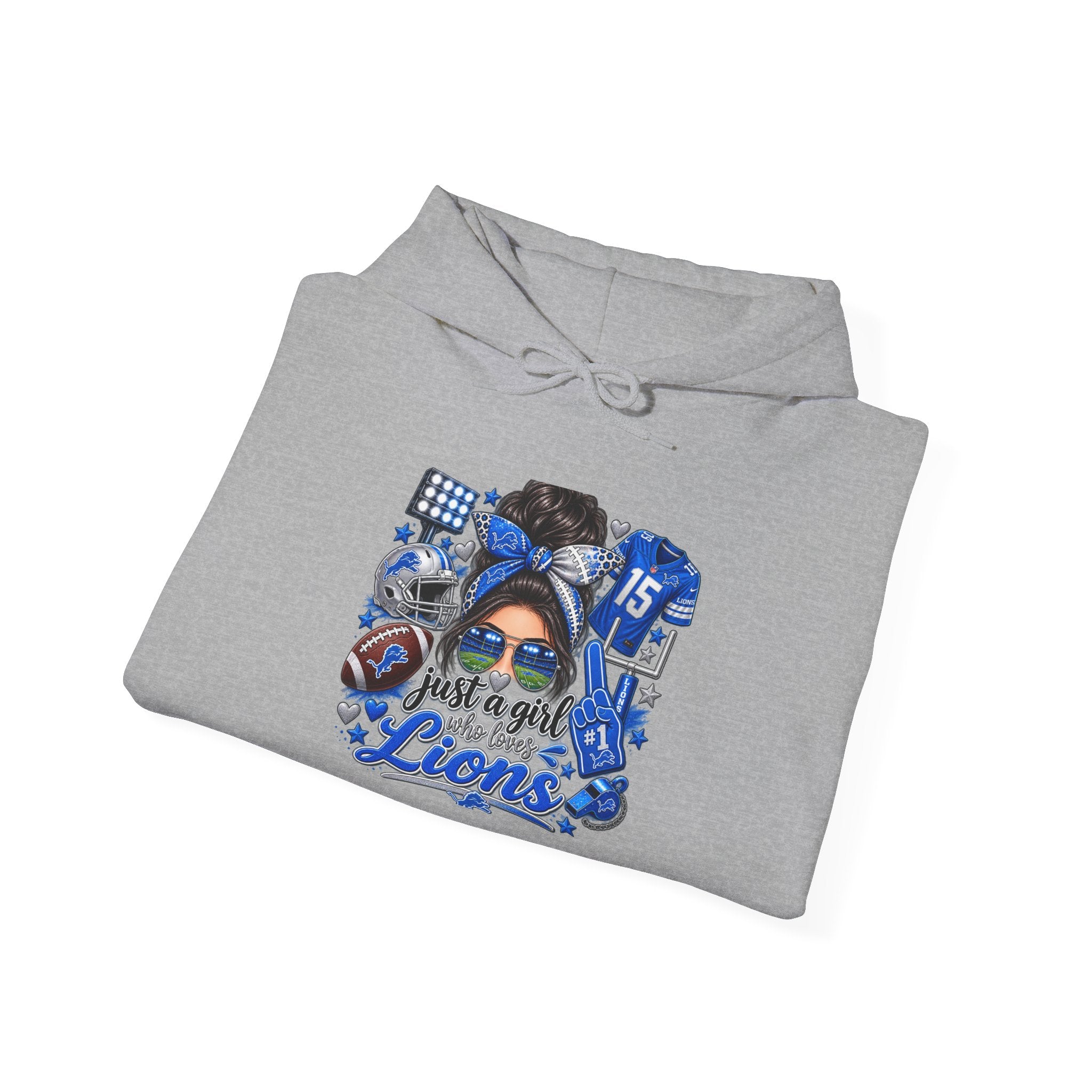 Detroit Lions Mom Hoodie – "Messy Bun, Game On" Football Fan Pullover