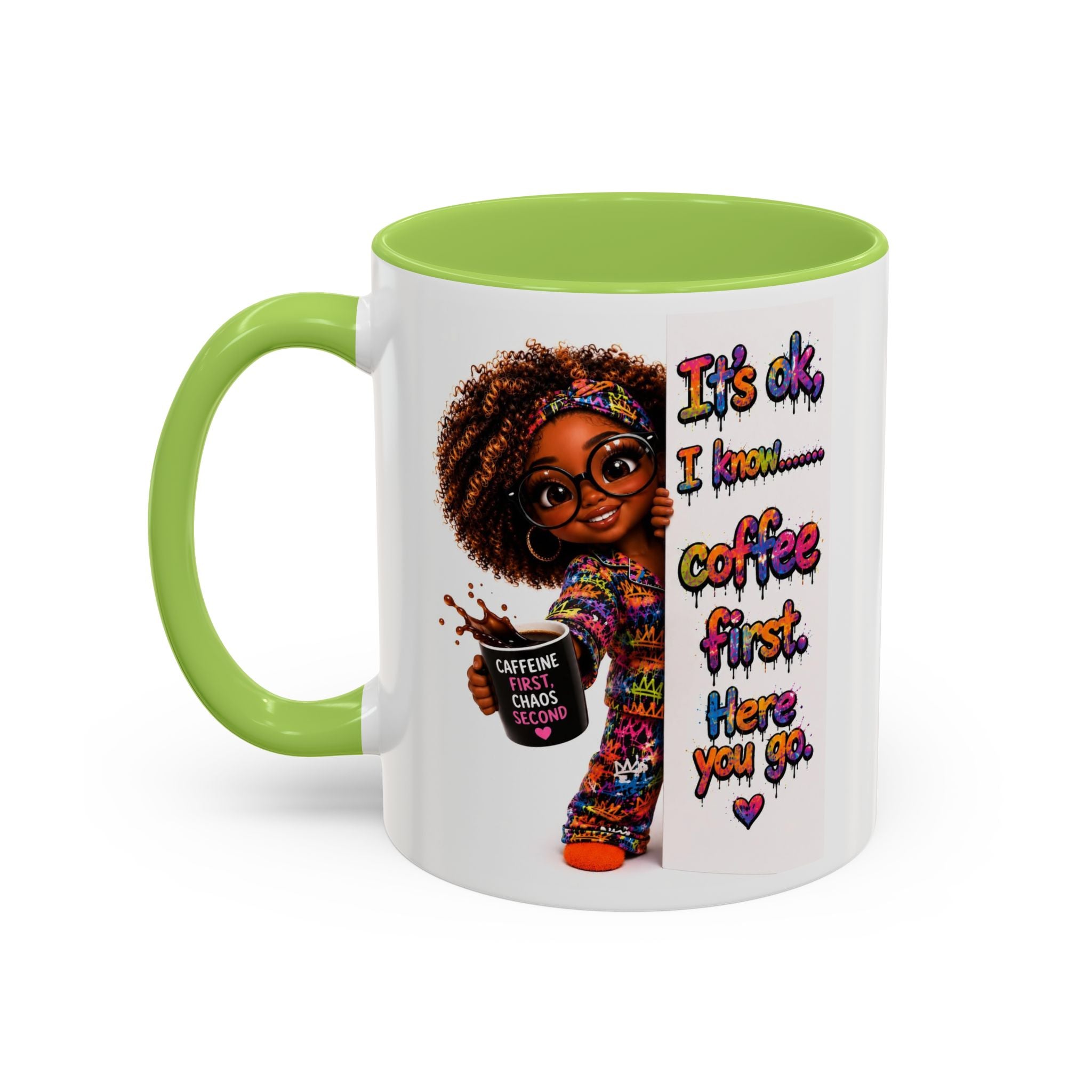 Floral Accent Coffee Mug (11/15oz) — Colorful Botanical Coffee Cup