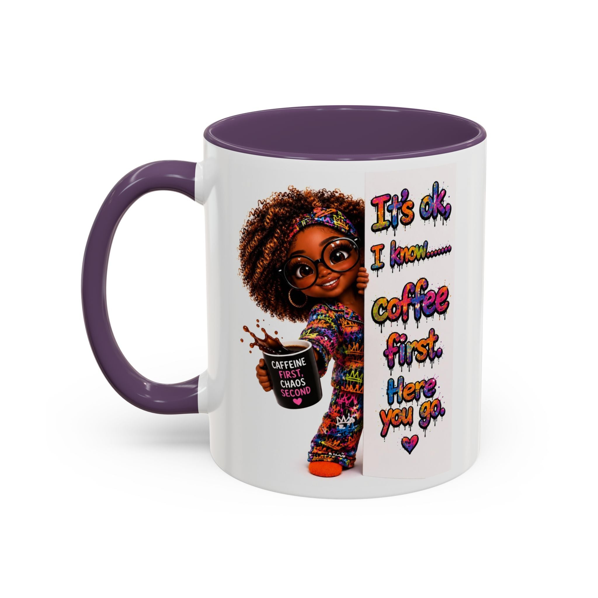 Floral Accent Coffee Mug (11/15oz) — Colorful Botanical Coffee Cup