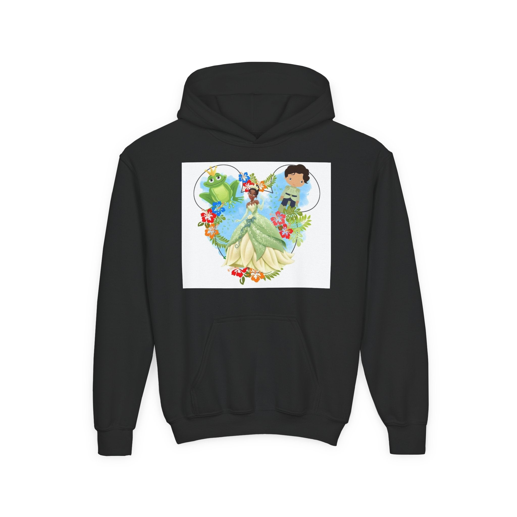 Princess Frog Heart Youth Hoodie — Fairy Tale Princess Hooded Sweatshirt for Kids