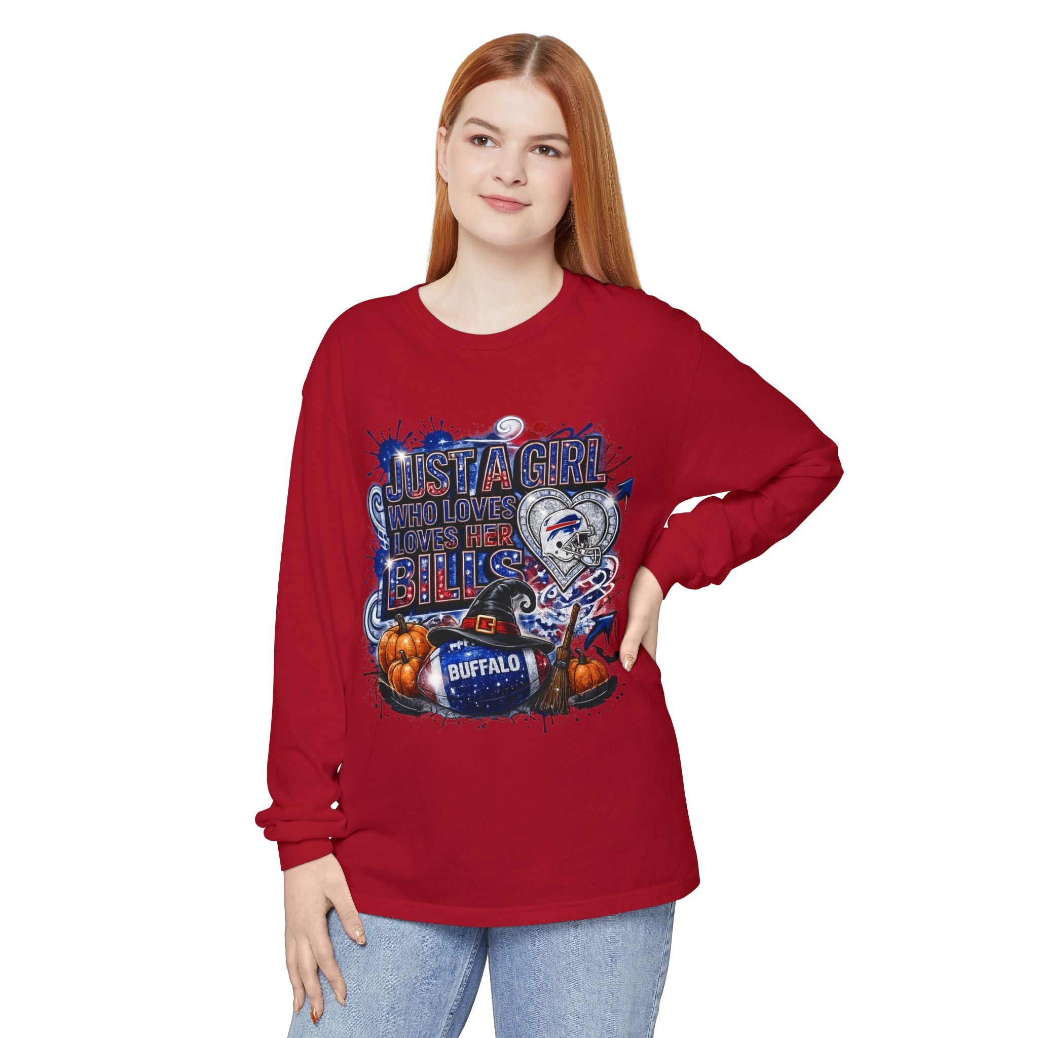 Long Sleeve T-Shirt — "Just a Girl Who Loves Her Bills" Buffalo Football Fan Tee
