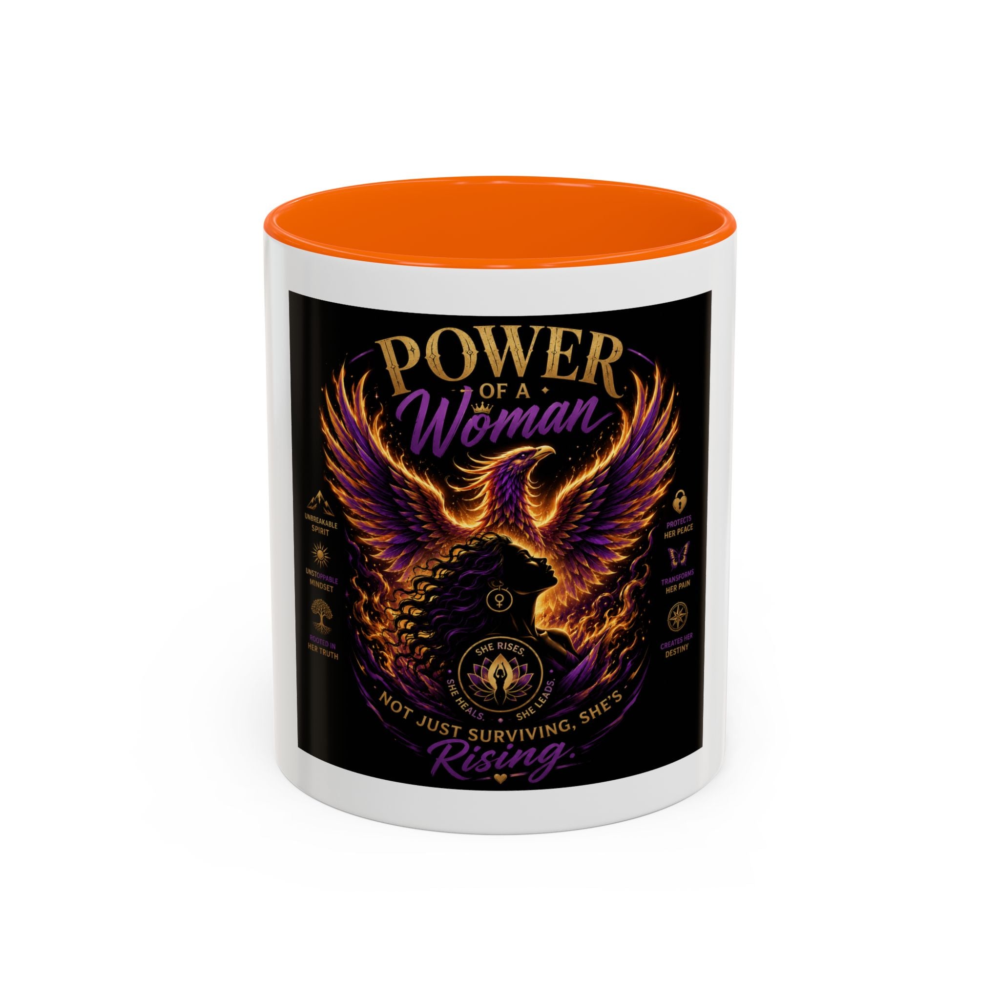 Power of a Woman Coffee Mug — Inspirational Phoenix Design (11/15 oz)