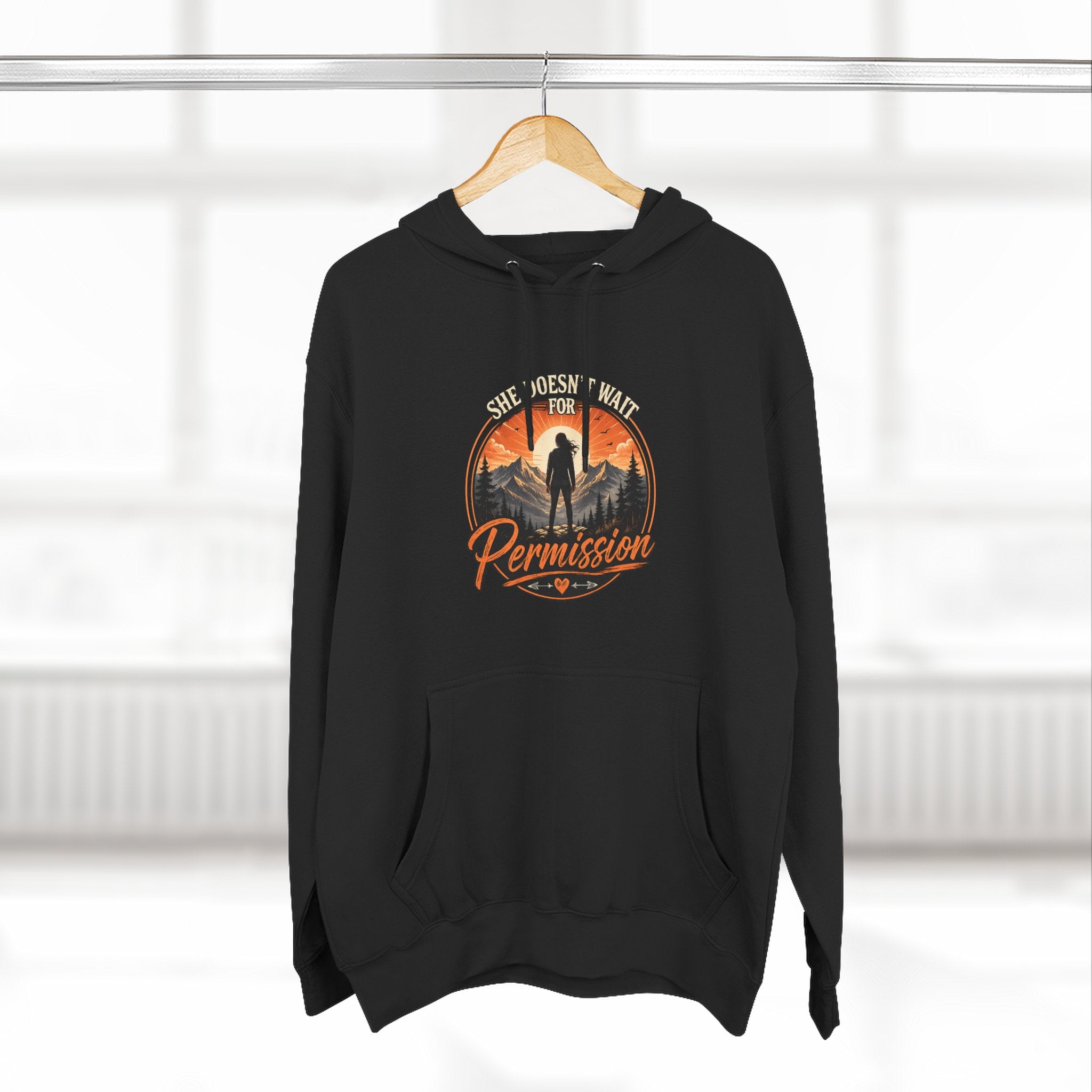 She Doesn’t Wait for Permission Hoodie — Empowering Women Graphic Pullover