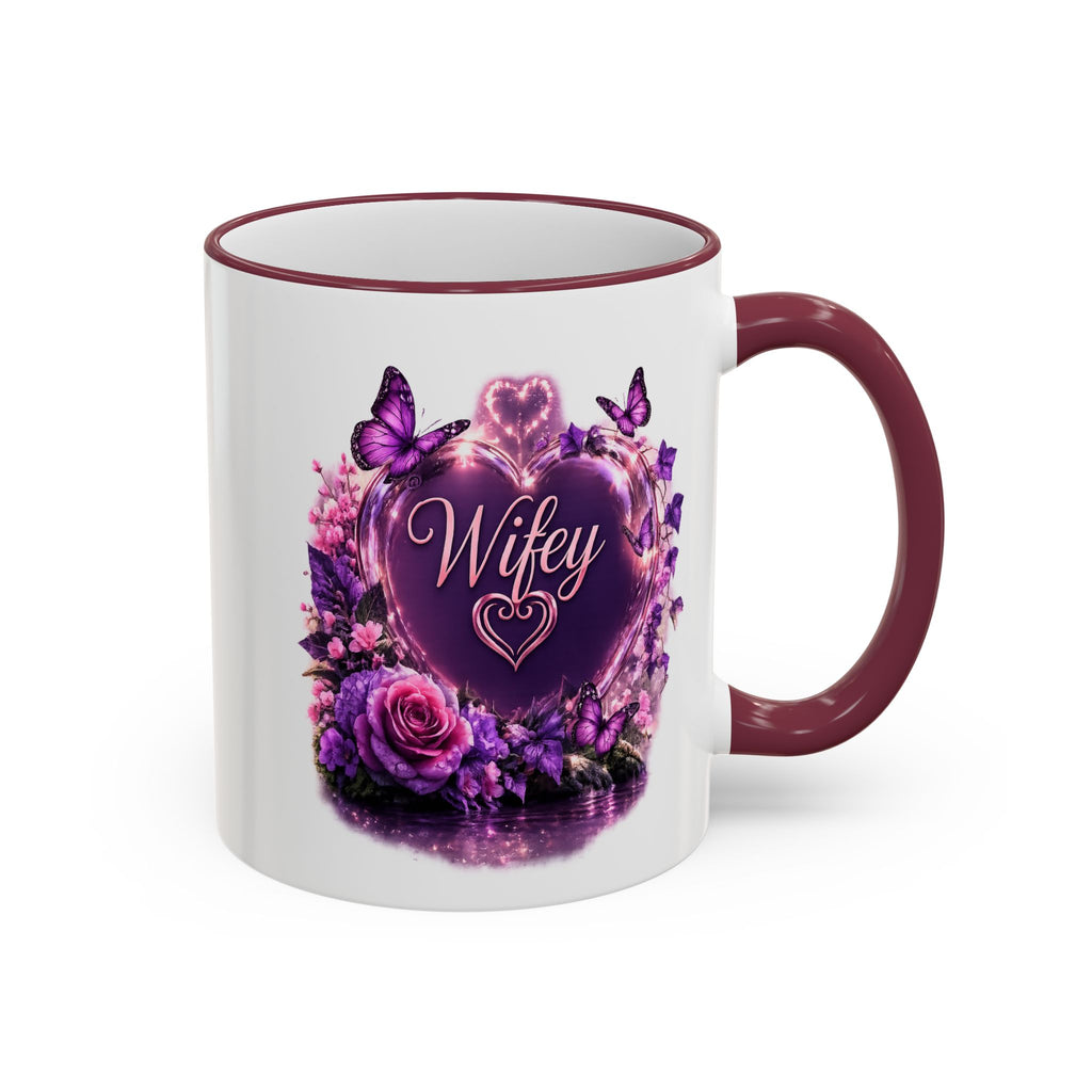 Floral Horse Accent Rim Mug — Purple Watercolor Equestrian Coffee Cup (11oz/15oz)