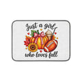 Fall Kitchen Dish Mat — "Just a Girl Who Loves Fall" Pumpkin, Sunflower & Football Design