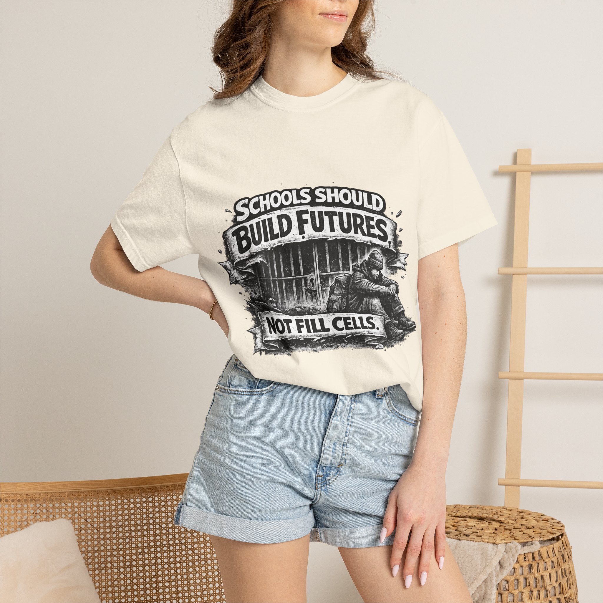 T-Shirt — "Schools Should Build Futures Not Fill Cells" Graphic Tee