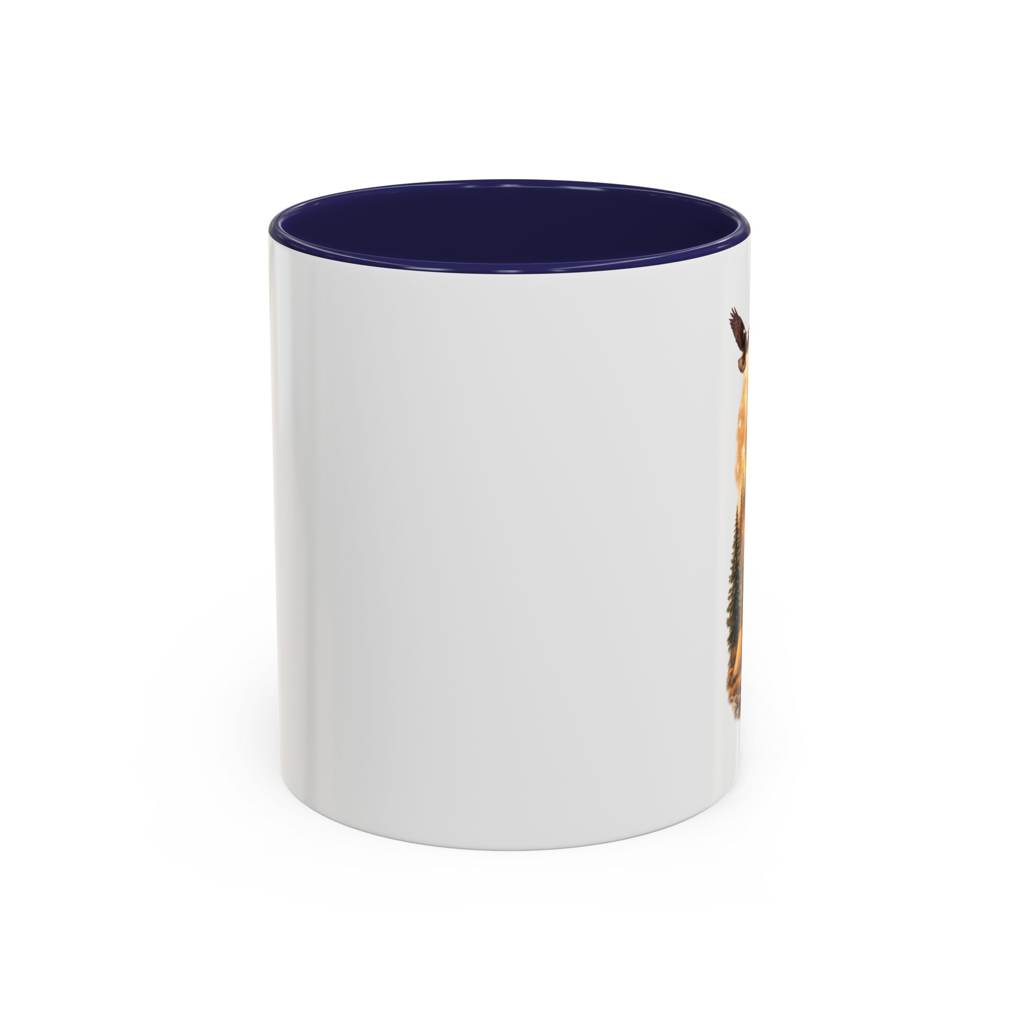 Native Spirit Accent Coffee Mug — Woman, Wolf & Teepee Scenic Artwork (11/15oz)