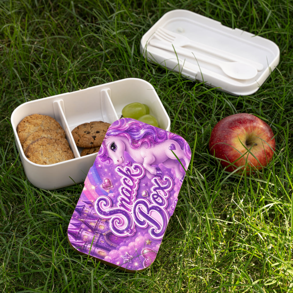 Unicorn Snack Box Bento Lunch Box — Purple Magical Castle Kids Lunchbox