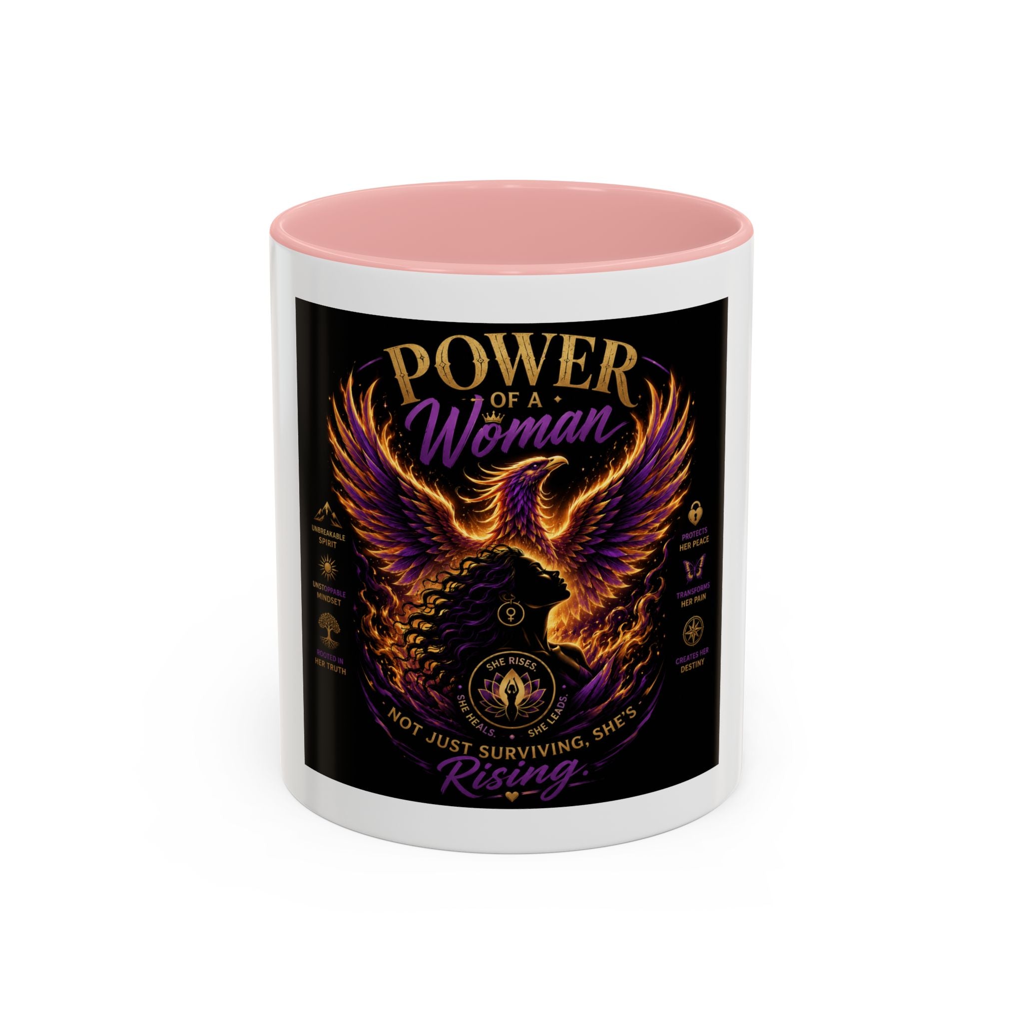 Power of a Woman Coffee Mug — Inspirational Phoenix Design (11/15 oz)