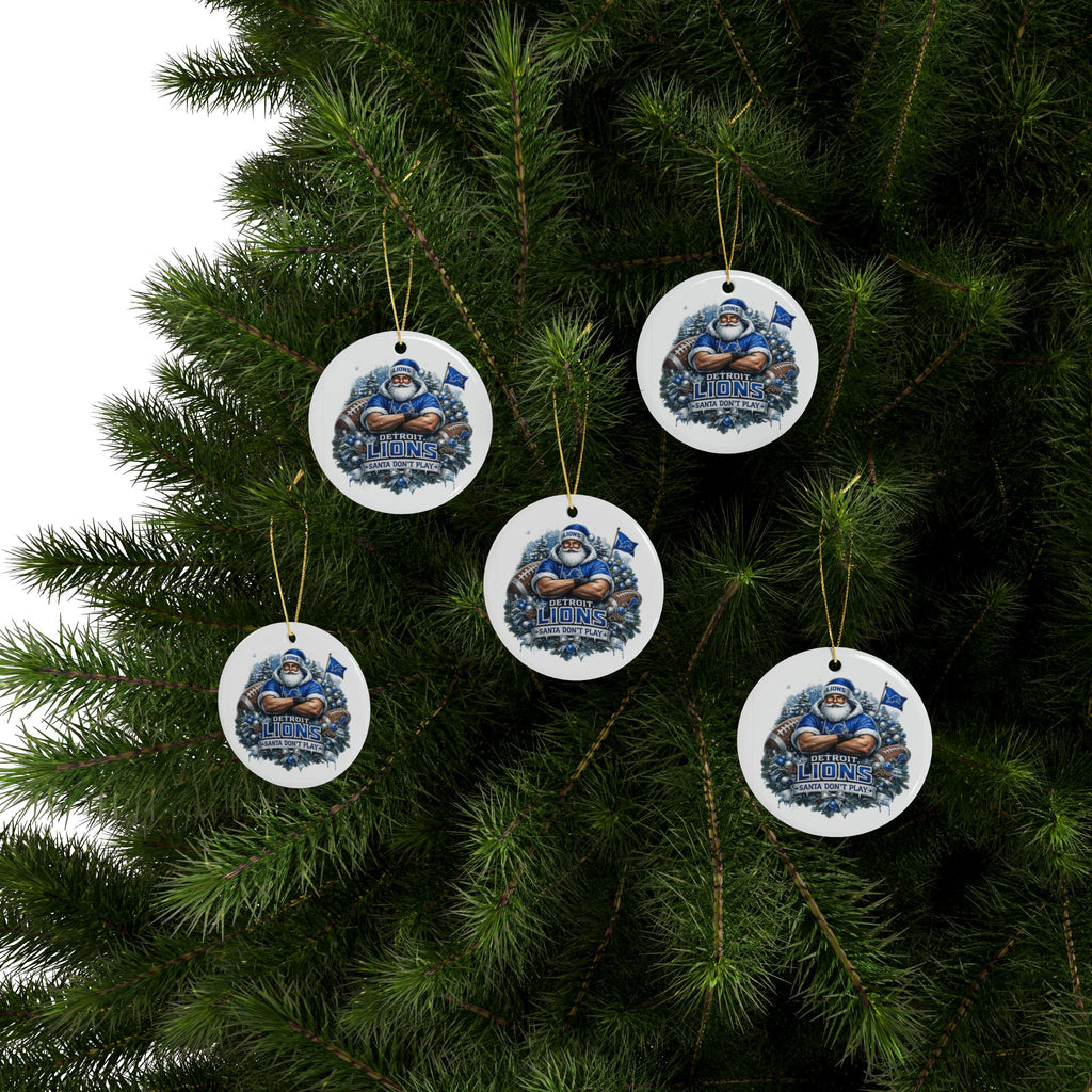 Detroit Lions Christmas Ornament - 'Santa Don't Play' Ceramic Holiday Decoration