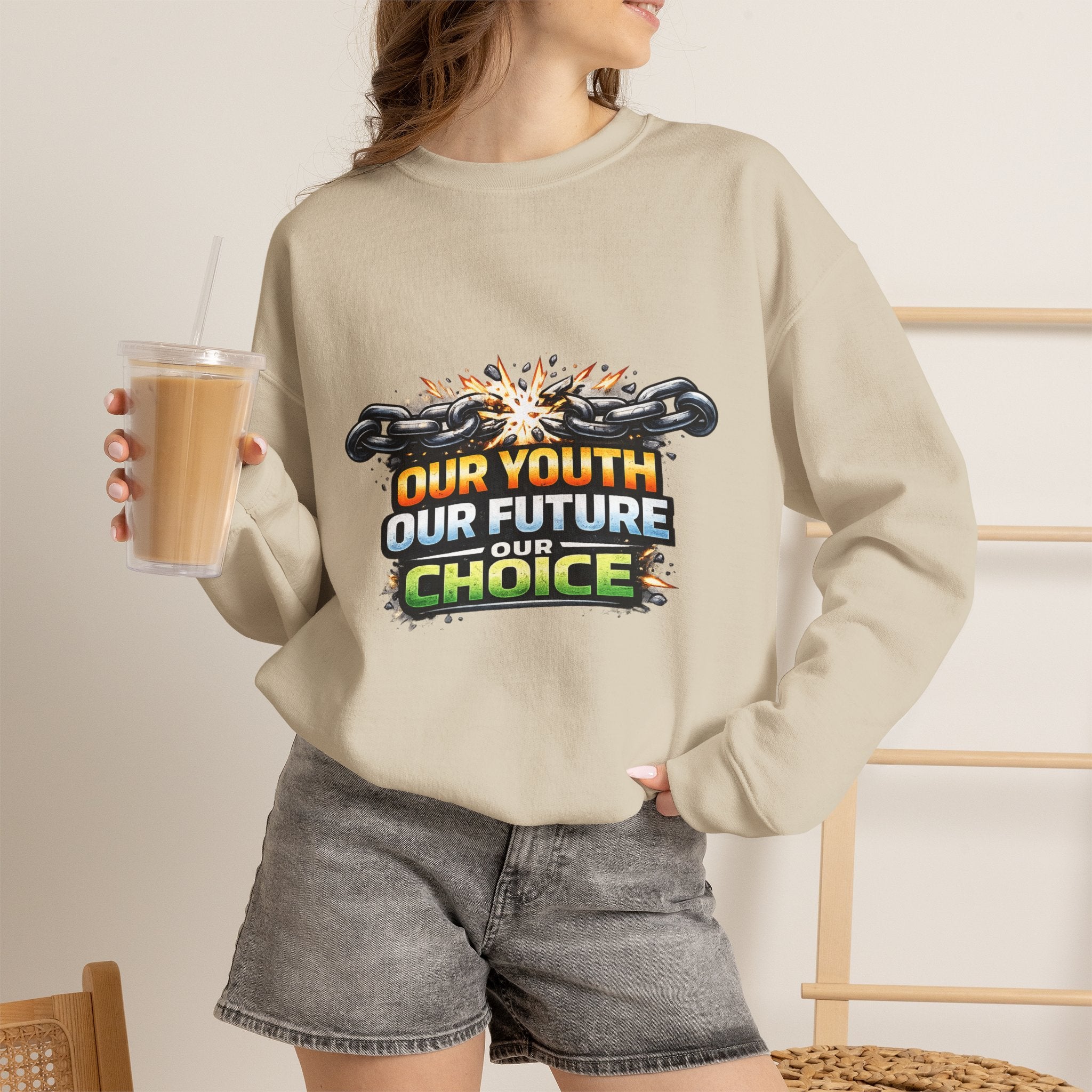 Crewneck Sweatshirt - "Our Youth Our Future Our Choice" Graphic