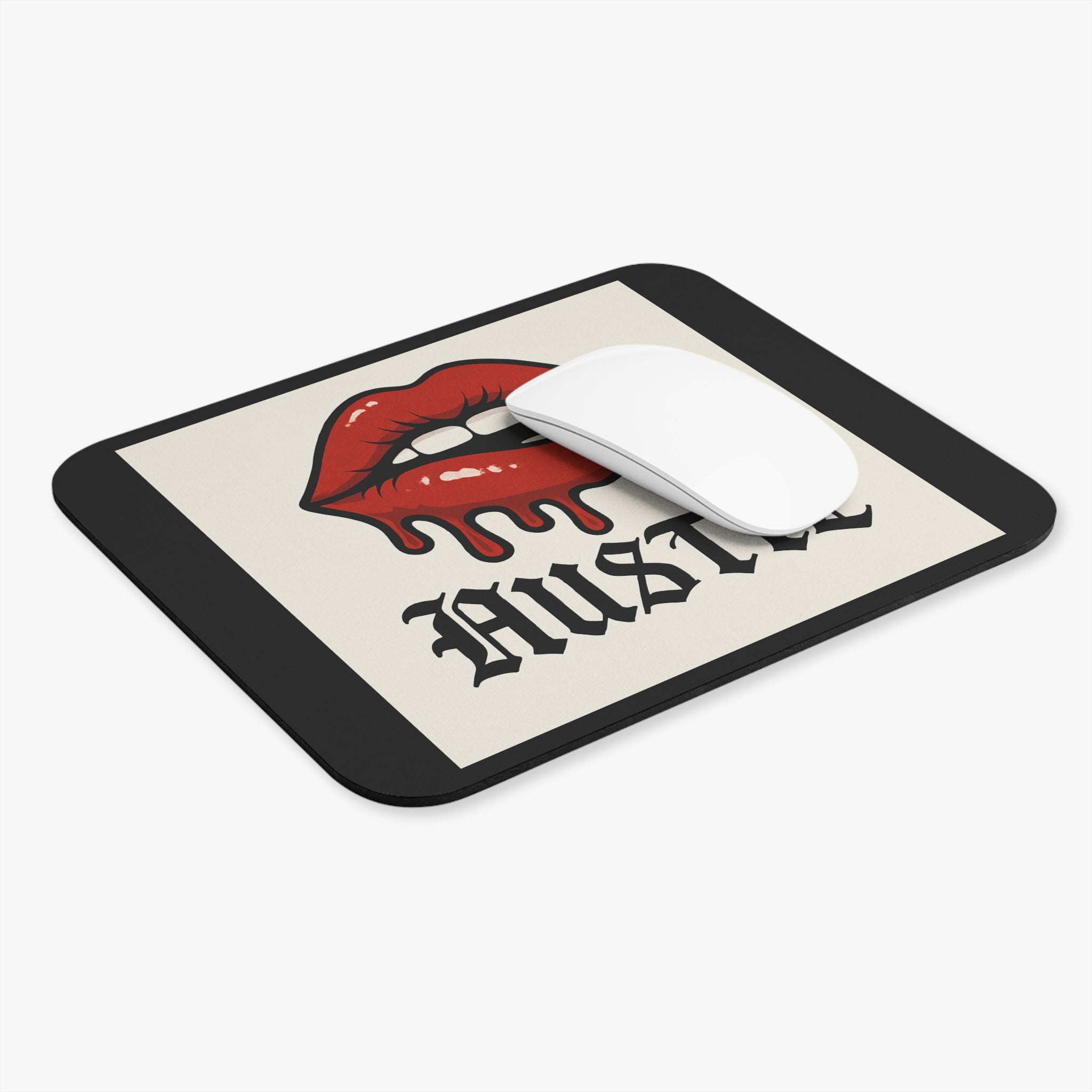 Hustle Dripping Lips Mouse Pad — Retro Gothic Desk Mat