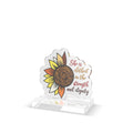 Sunflower Motivational Acrylic Standee — "She is clothed in strength and dignity"