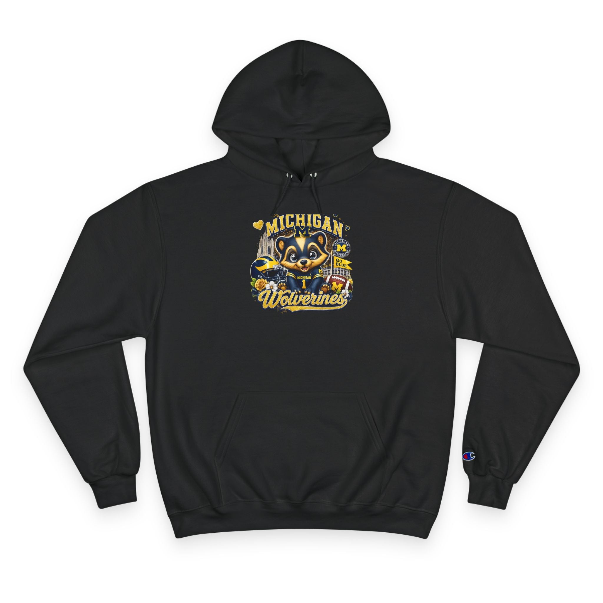 Michigan Wolverines Hoodie — Retro Mascot Champion Pullover