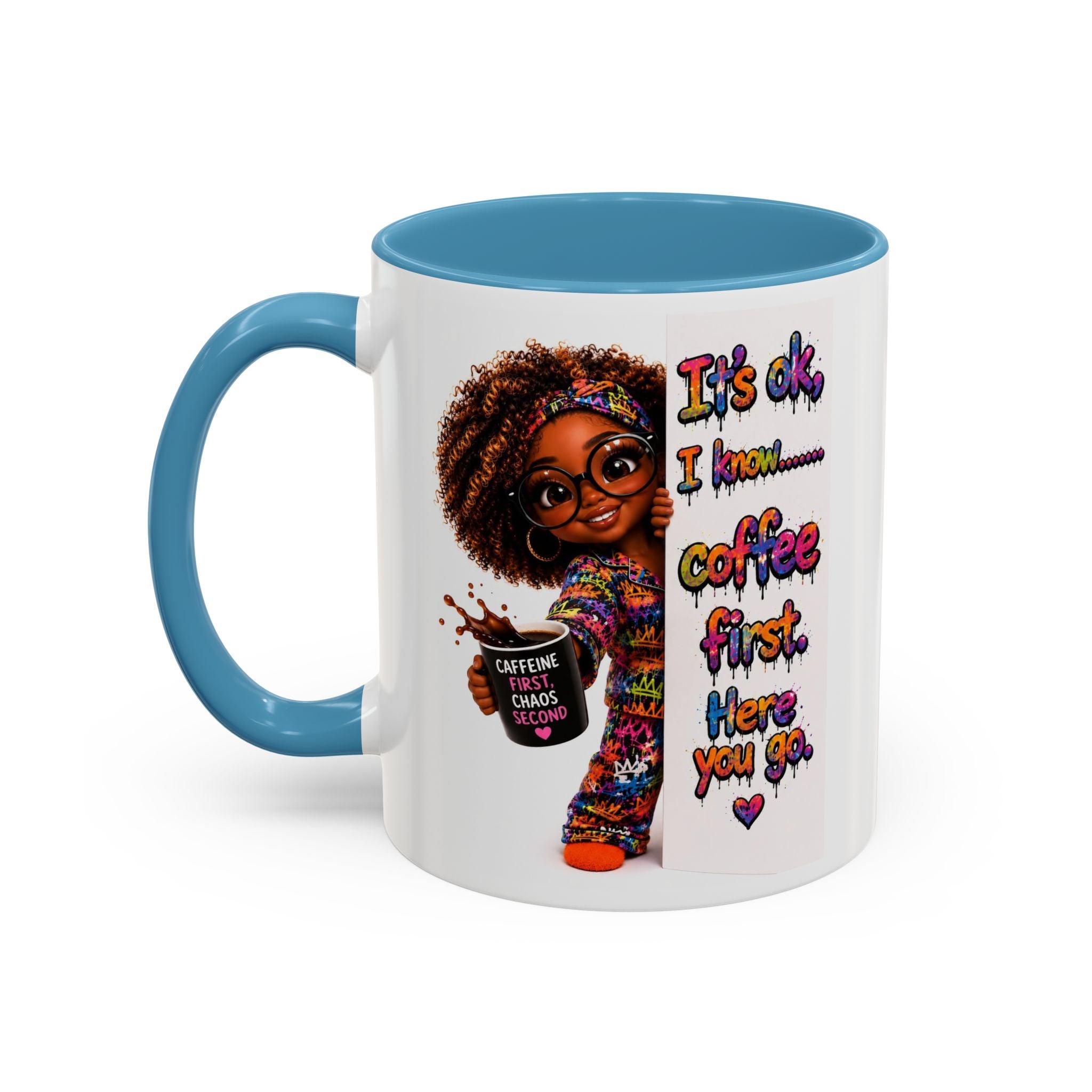 Floral Accent Coffee Mug (11/15oz) — Colorful Botanical Coffee Cup