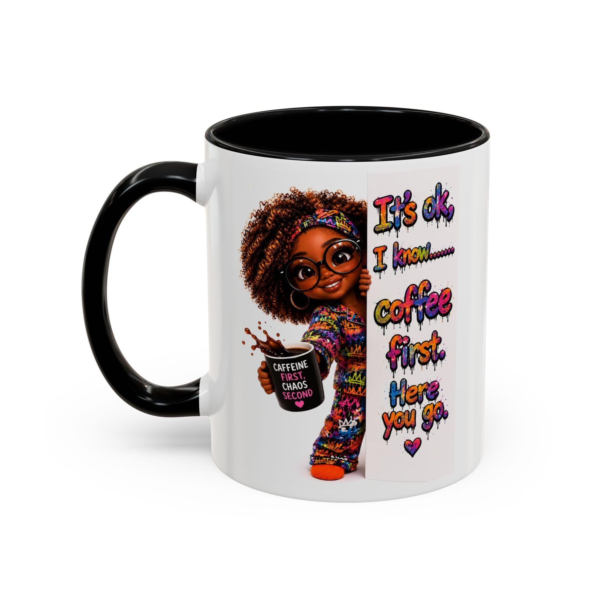 Floral Accent Coffee Mug (11/15oz) — Colorful Botanical Coffee Cup