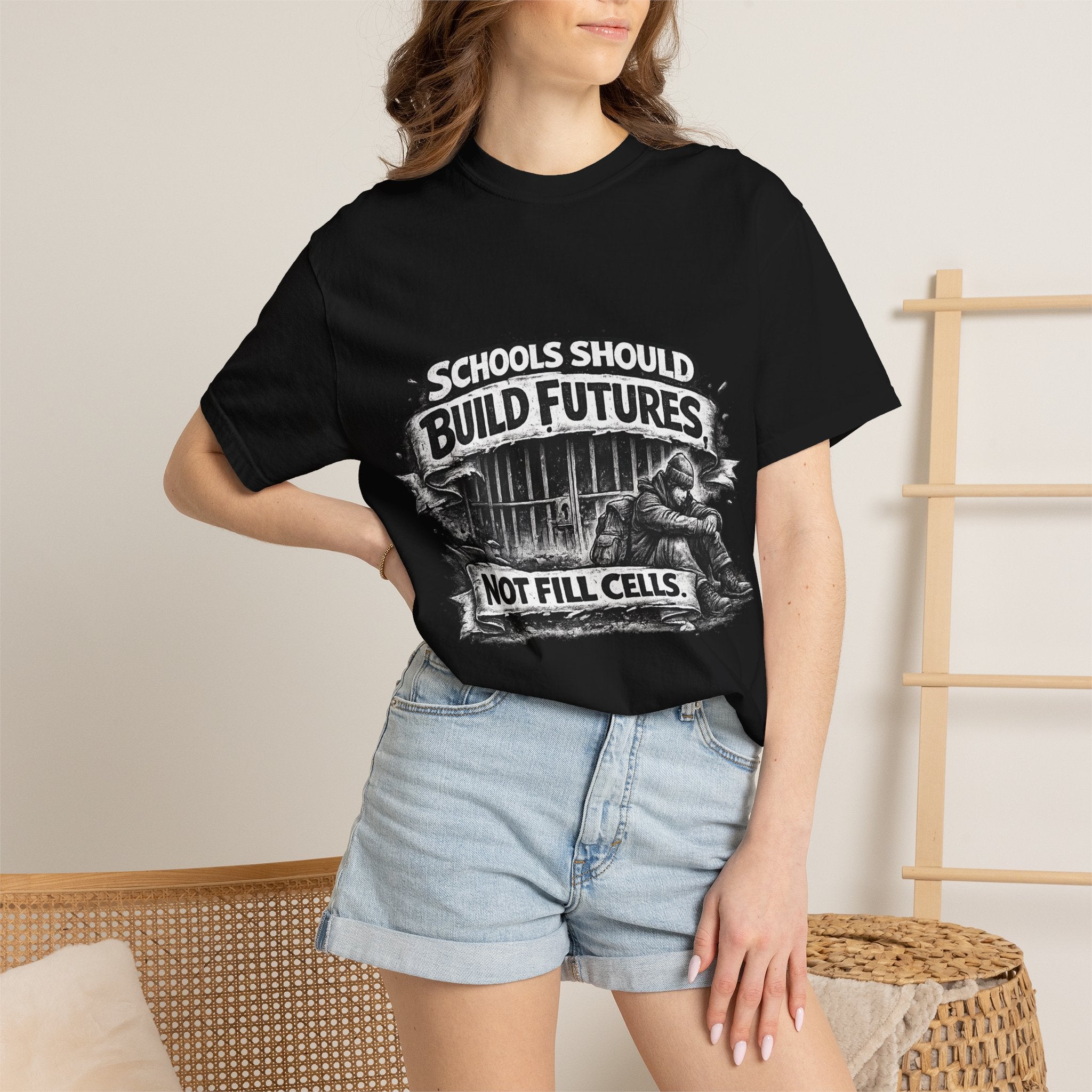T-Shirt — "Schools Should Build Futures Not Fill Cells" Graphic Tee