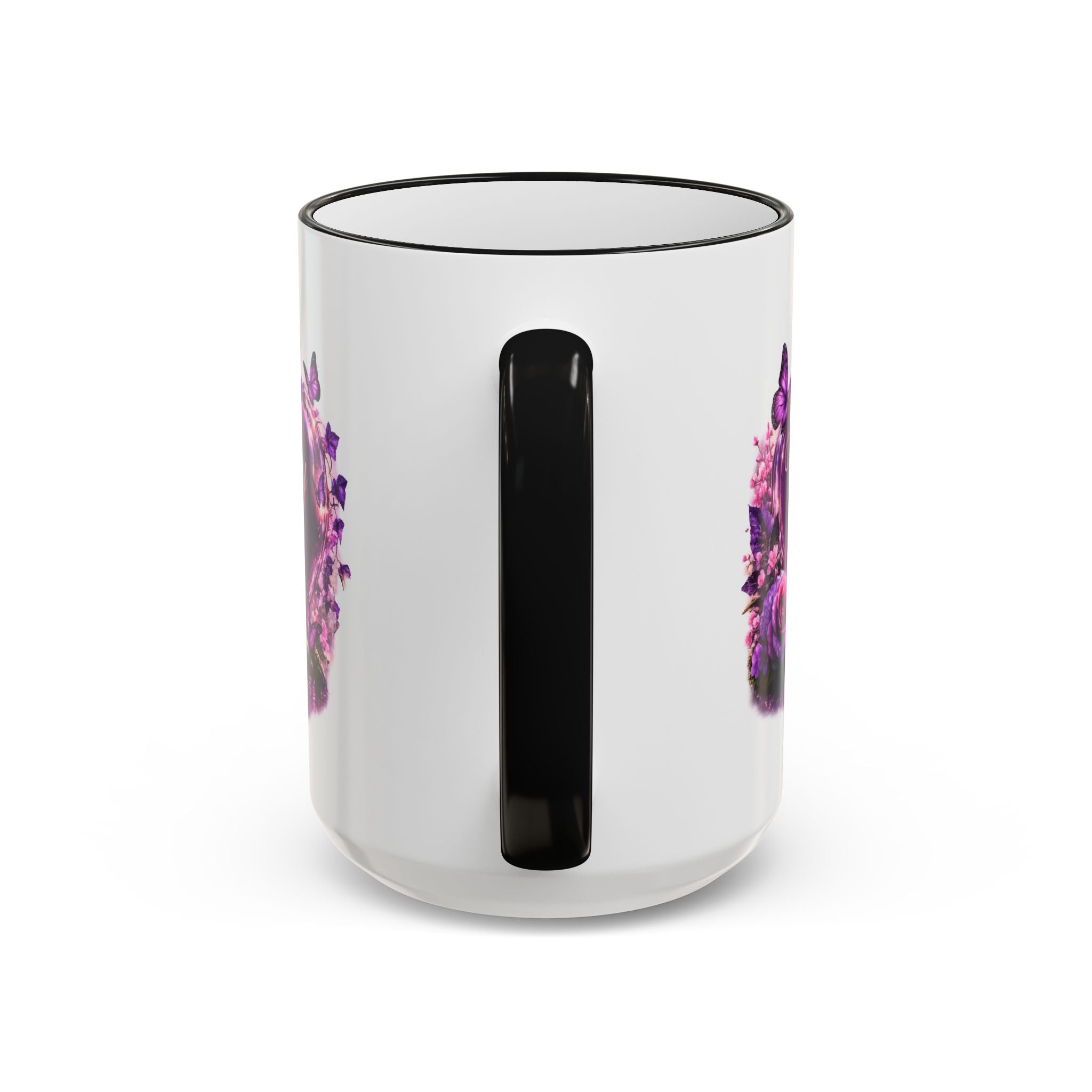 Floral Horse Accent Rim Mug — Purple Watercolor Equestrian Coffee Cup (11oz/15oz)