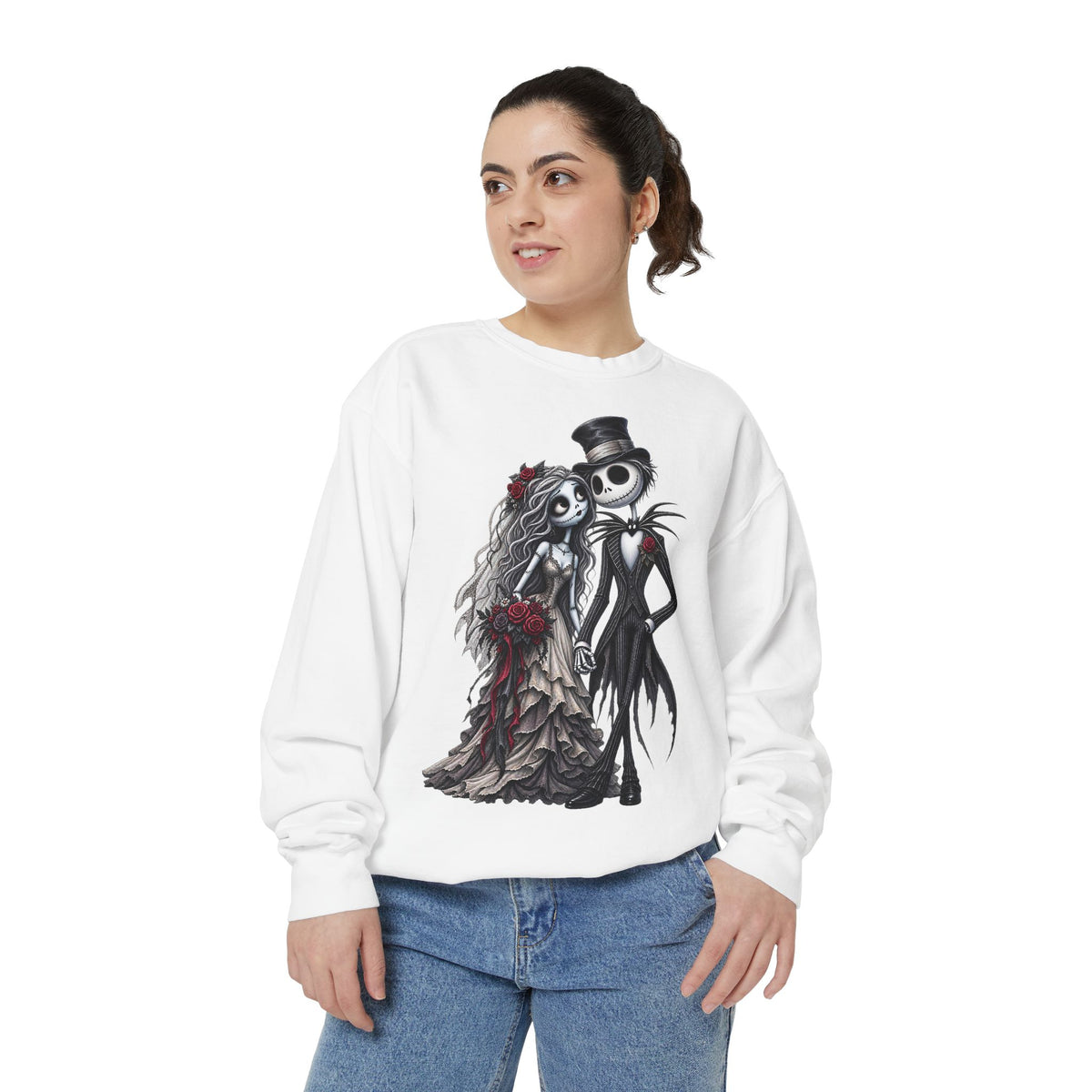 Sweatshirt - Gothic Bride & Groom Skeleton Couple Graphic