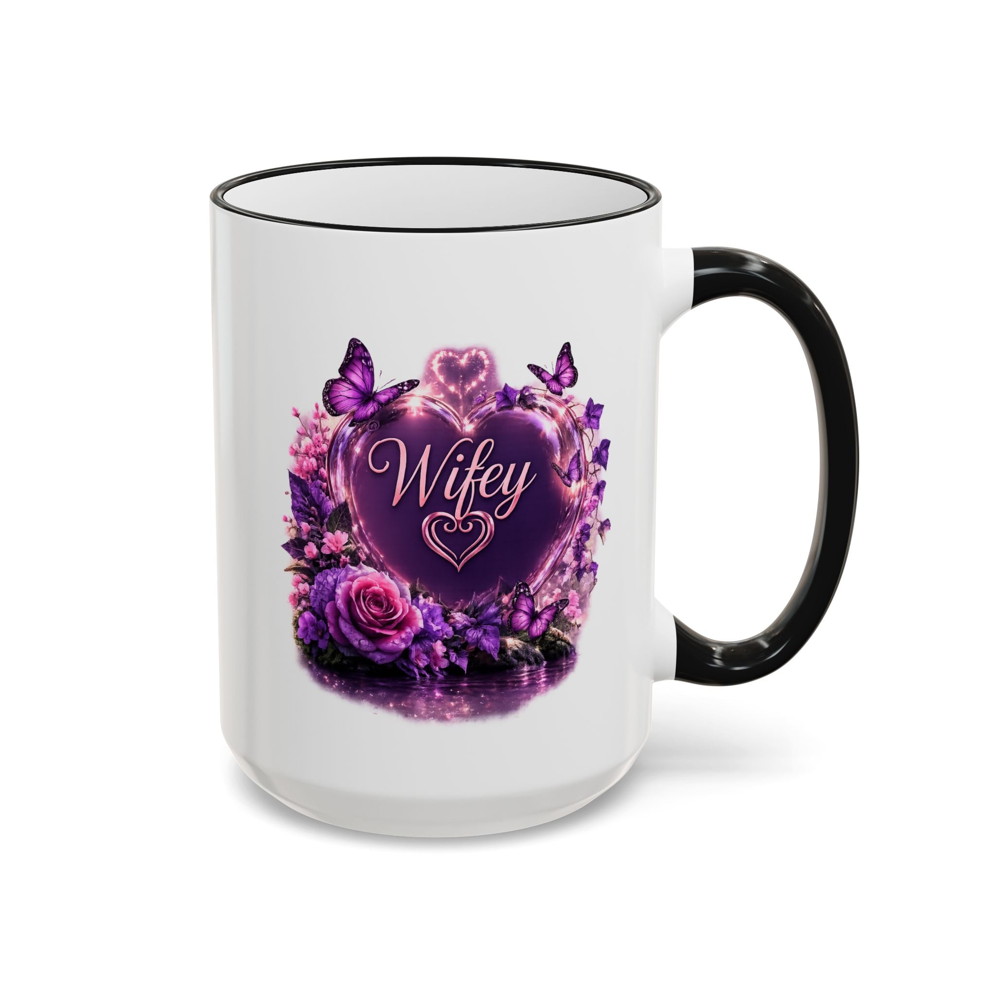 Floral Horse Accent Rim Mug — Purple Watercolor Equestrian Coffee Cup (11oz/15oz)