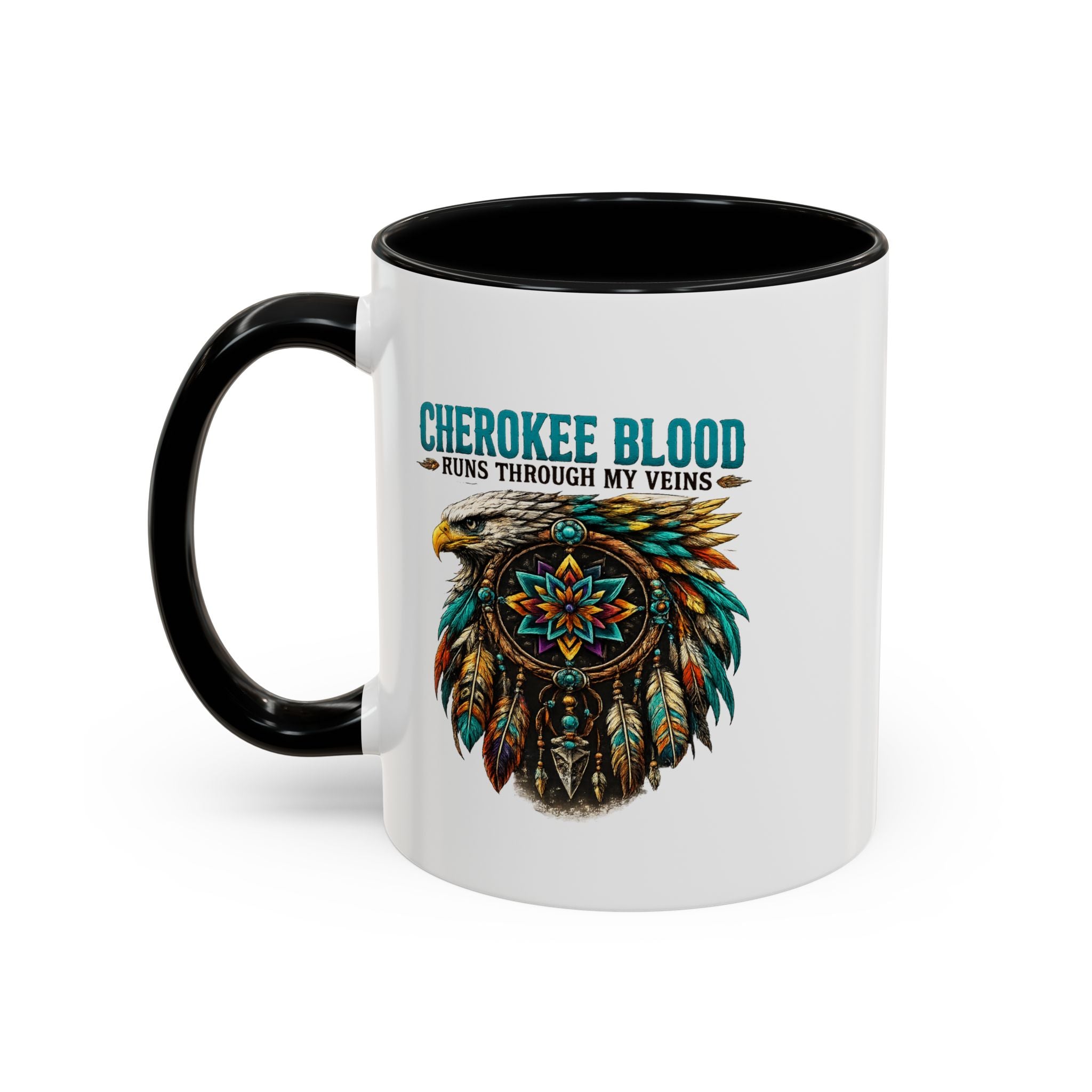 Coffee Lover Accent Mug — Stylish Black-Trim Ceramic Coffee Mug (11/15oz)