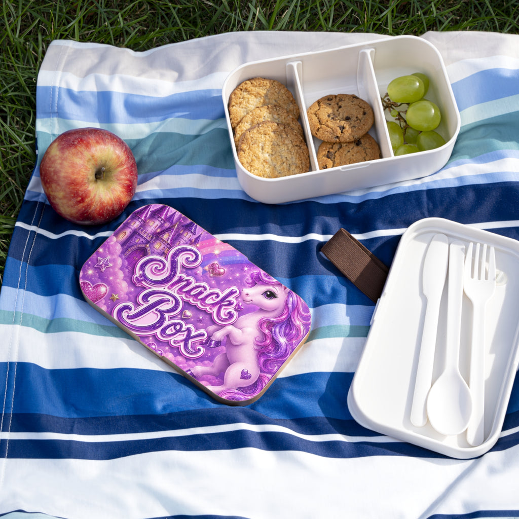 Unicorn Snack Box Bento Lunch Box — Purple Magical Castle Kids Lunchbox