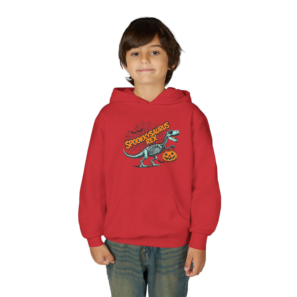 Youth Hoodie - "Spookasaurus Rex" Halloween Dino Pumpkin Sweatshirt